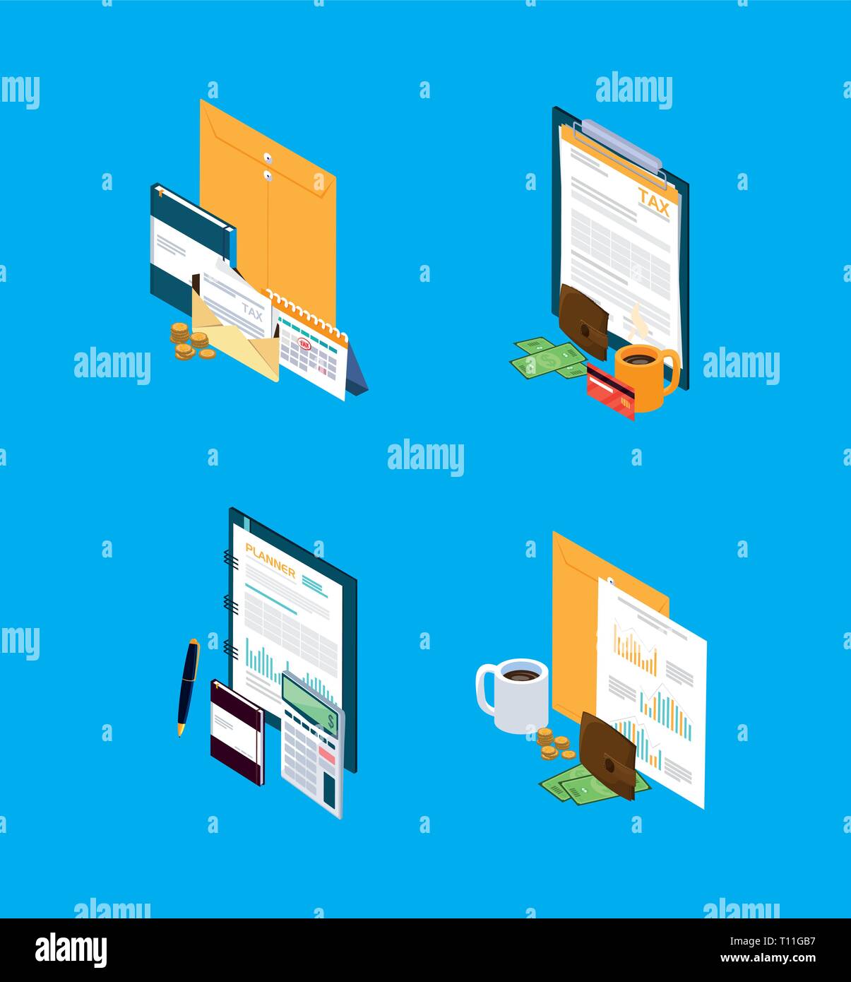 set icons of tax day vector illustration design Stock Vector Image ...