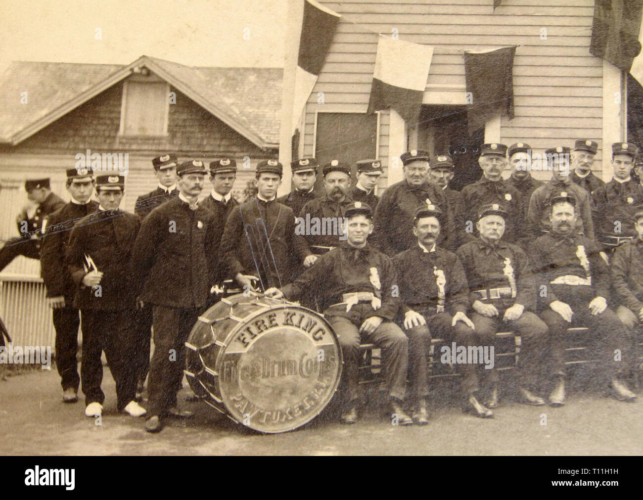 Photos of early America-Fife and Drum Corps musical ensemble, Rhode Island. Stock Photo