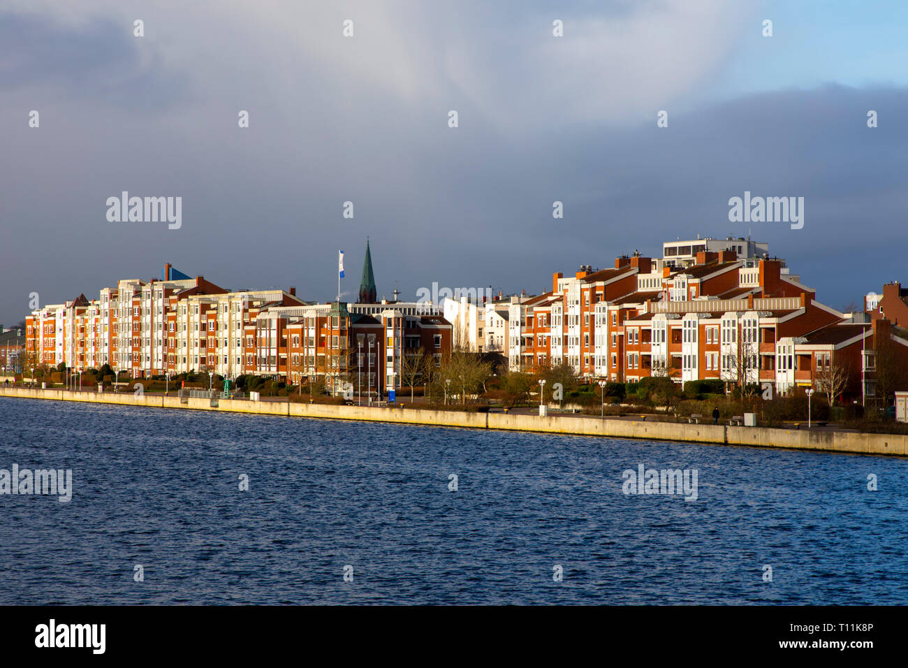 Wilhelmshaven, harbor, on the south beach, residential buildings, Stock Photo