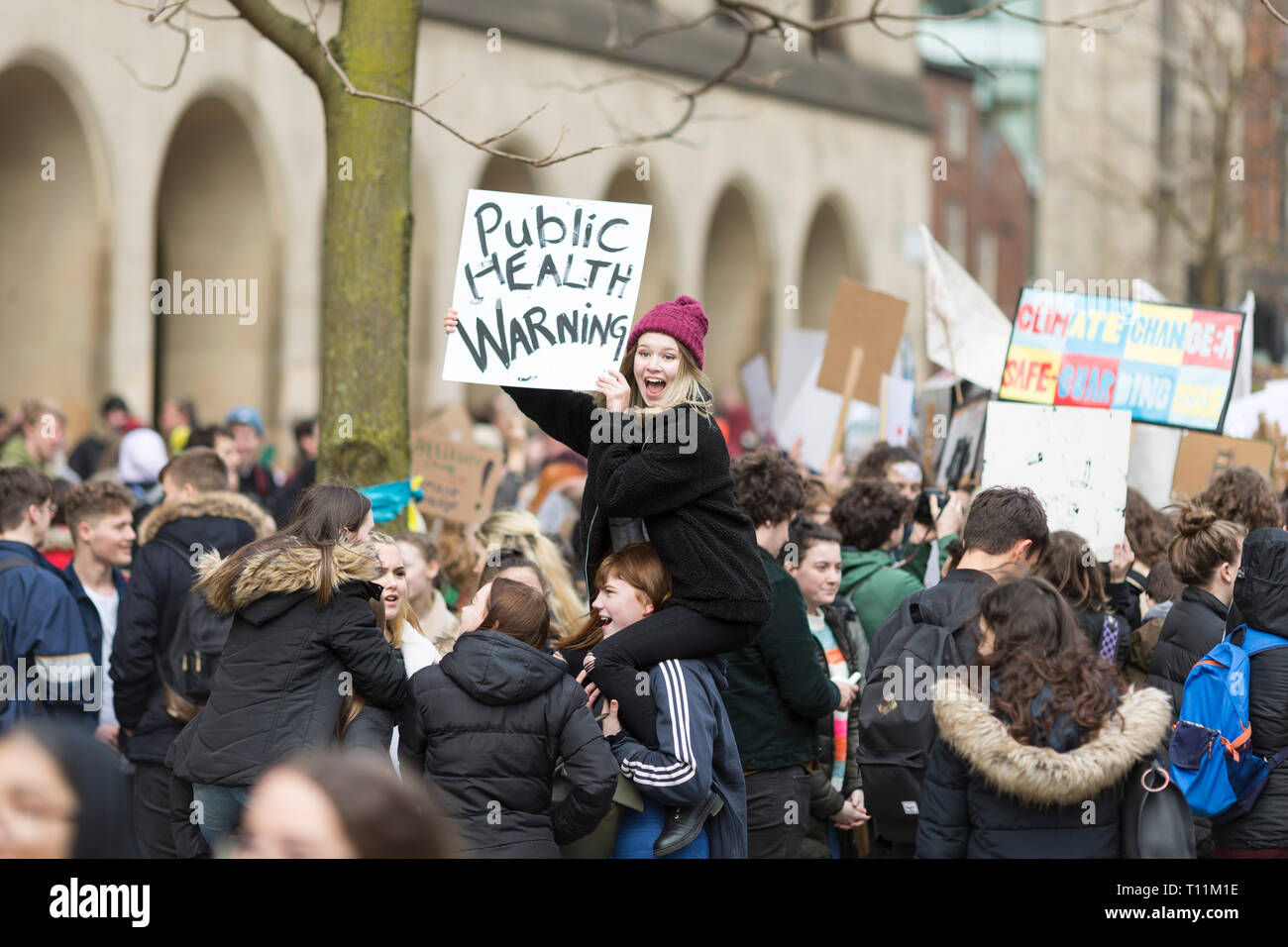 Environment Protest Manchester Picture by Chris Bull 15/3/19 Youth Strike 4 Climate protest in ...