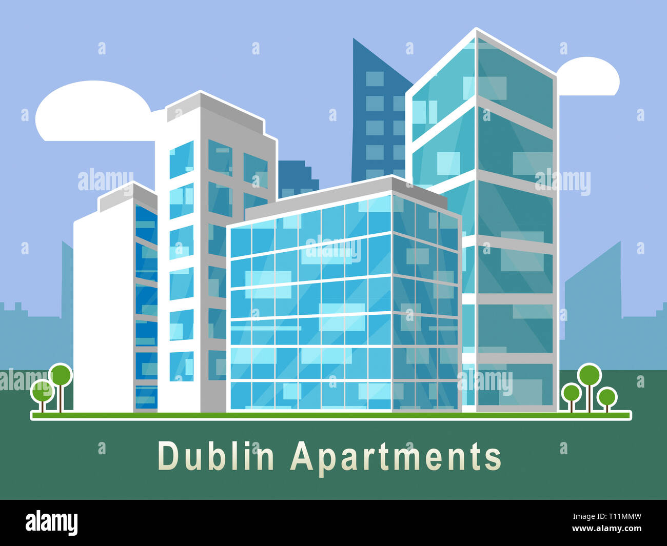 Dublin Apartments Symbol Depicts Irish Condo Real Estate Buying
