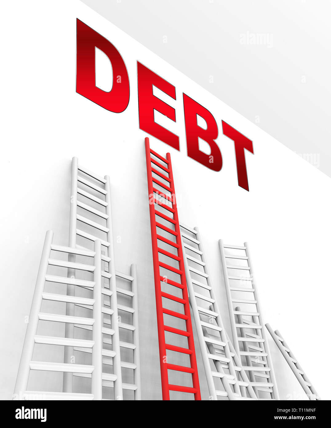 Debt Ceiling Finance Ladders Shows Banking Upper Limit. Federal Or National Money Management - 3d Illustration Stock Photo