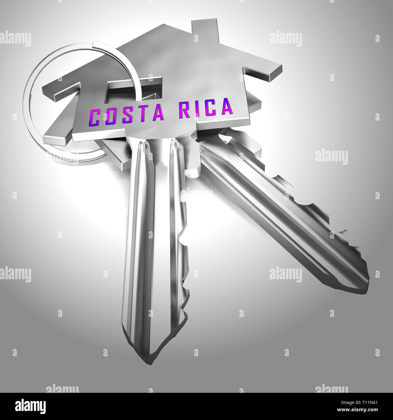 Costa Rica Homes Keys Depicts Real Estate Or Investment Property. Luxury Residential Buying And Ownership - 3d Illustration Stock Photo