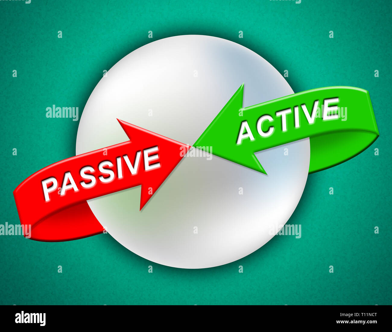 Active Vs Passive Arrows Show Positive Energy Attitude Or Negative Laziness 3d Illustration