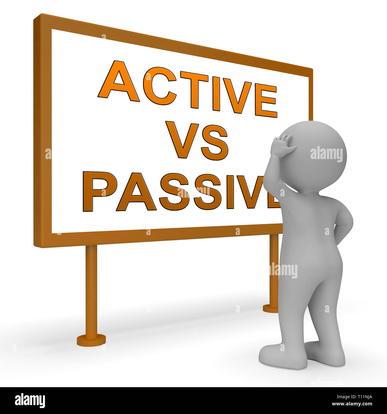 Active Vs Passive Signpost Means Positive Energy Attitude Or Negative Laziness 3d Illustration Stock Photo