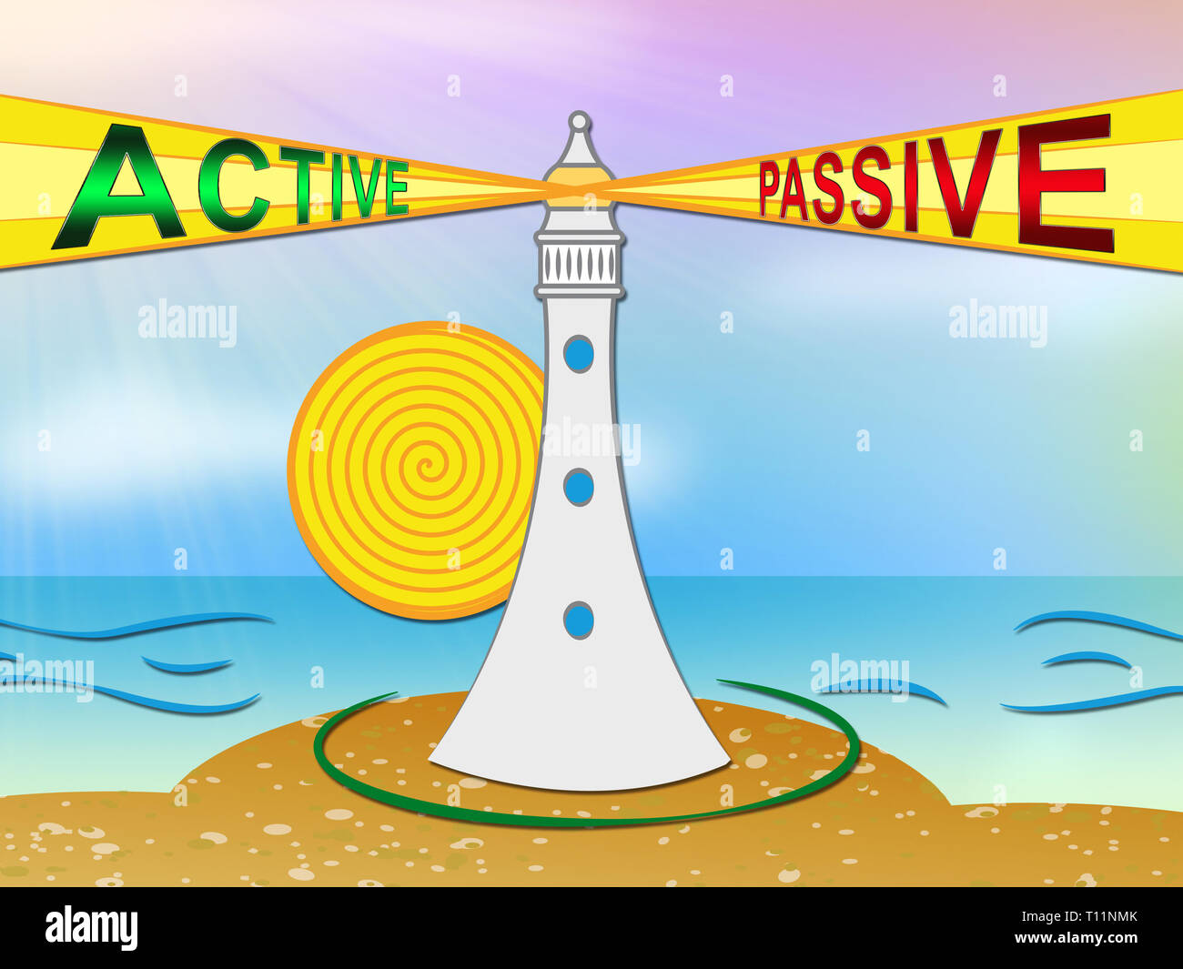 Active Vs Passive Lighthouse Shows Positive Energy Attitude Or Negative