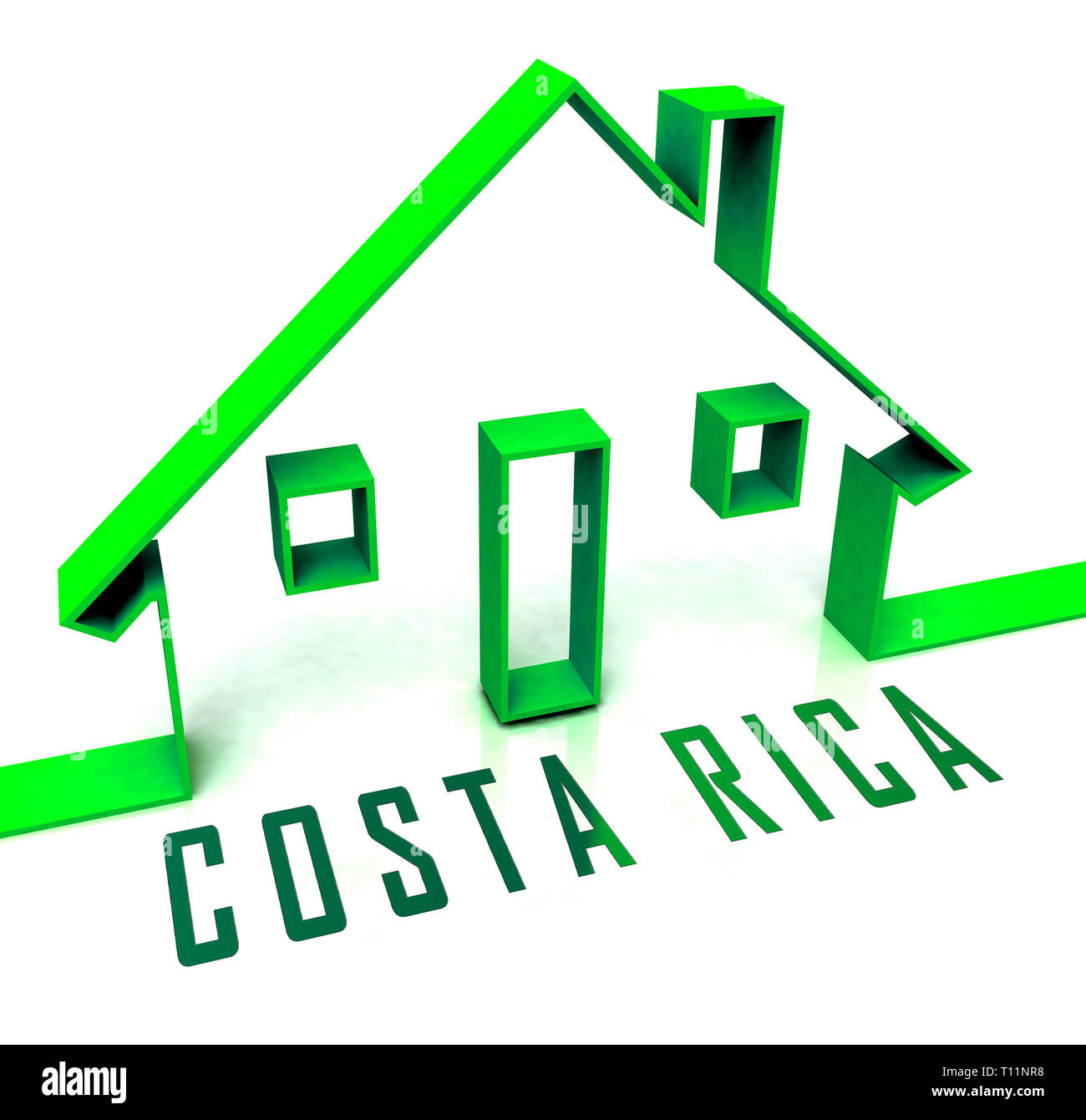 Costa Rica Homes Icon Depicts Real Estate Or Investment Property. Luxury Residential Buying And Ownership - 3d Illustration Stock Photo