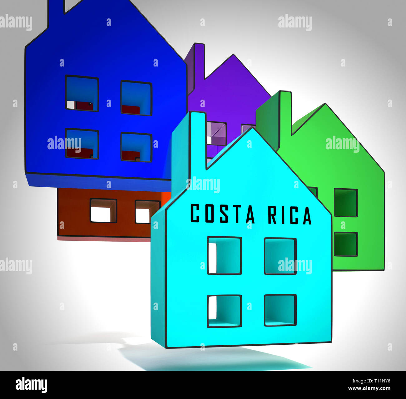 Costa Rica Homes Icon Depicts Real Estate Or Investment Property. Luxury Residential Buying And Ownership - 3d Illustration Stock Photo