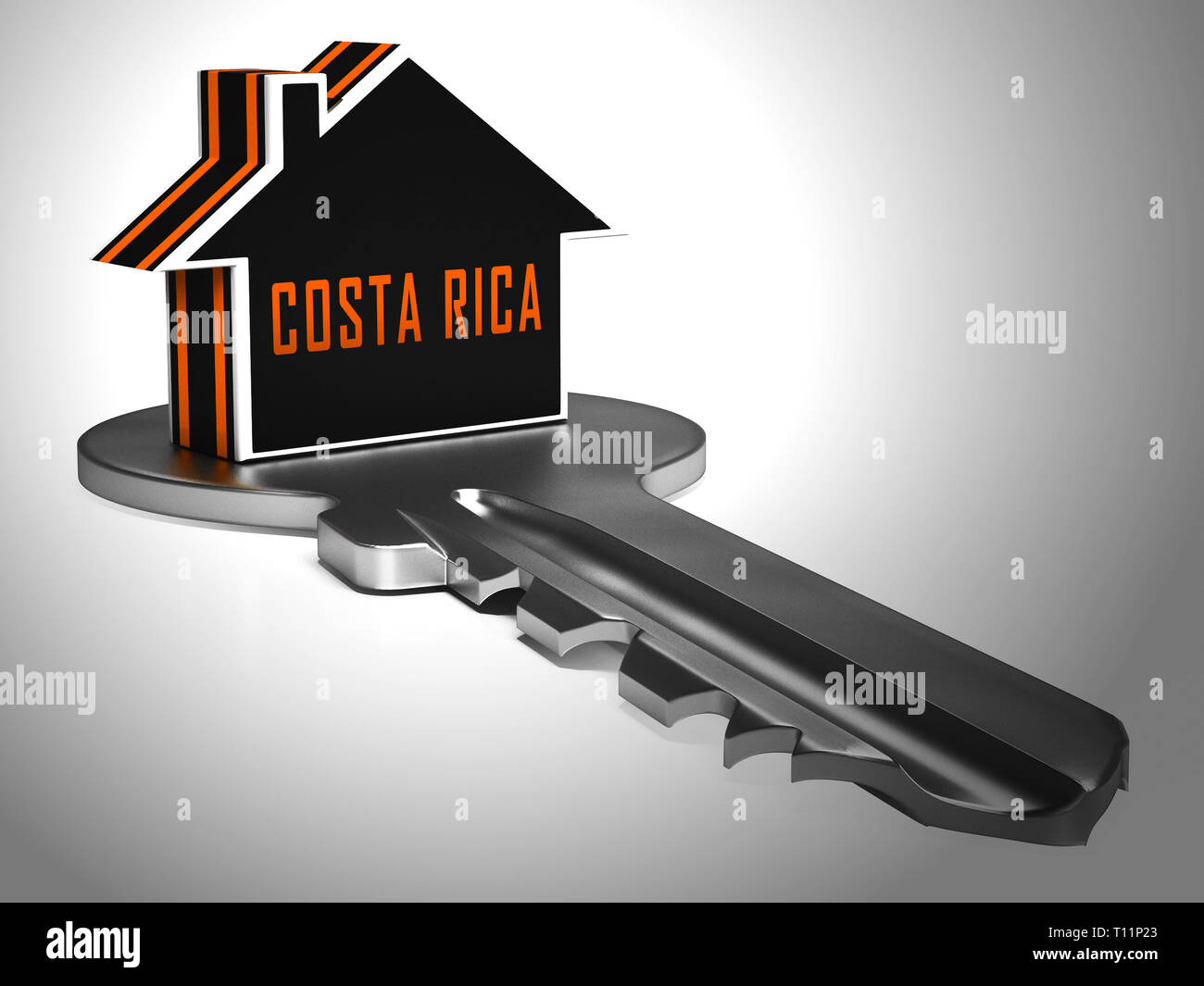 Costa Rica Homes Icon Depicts Real Estate Or Investment Property. Luxury Residential Buying And Ownership - 3d Illustration Stock Photo