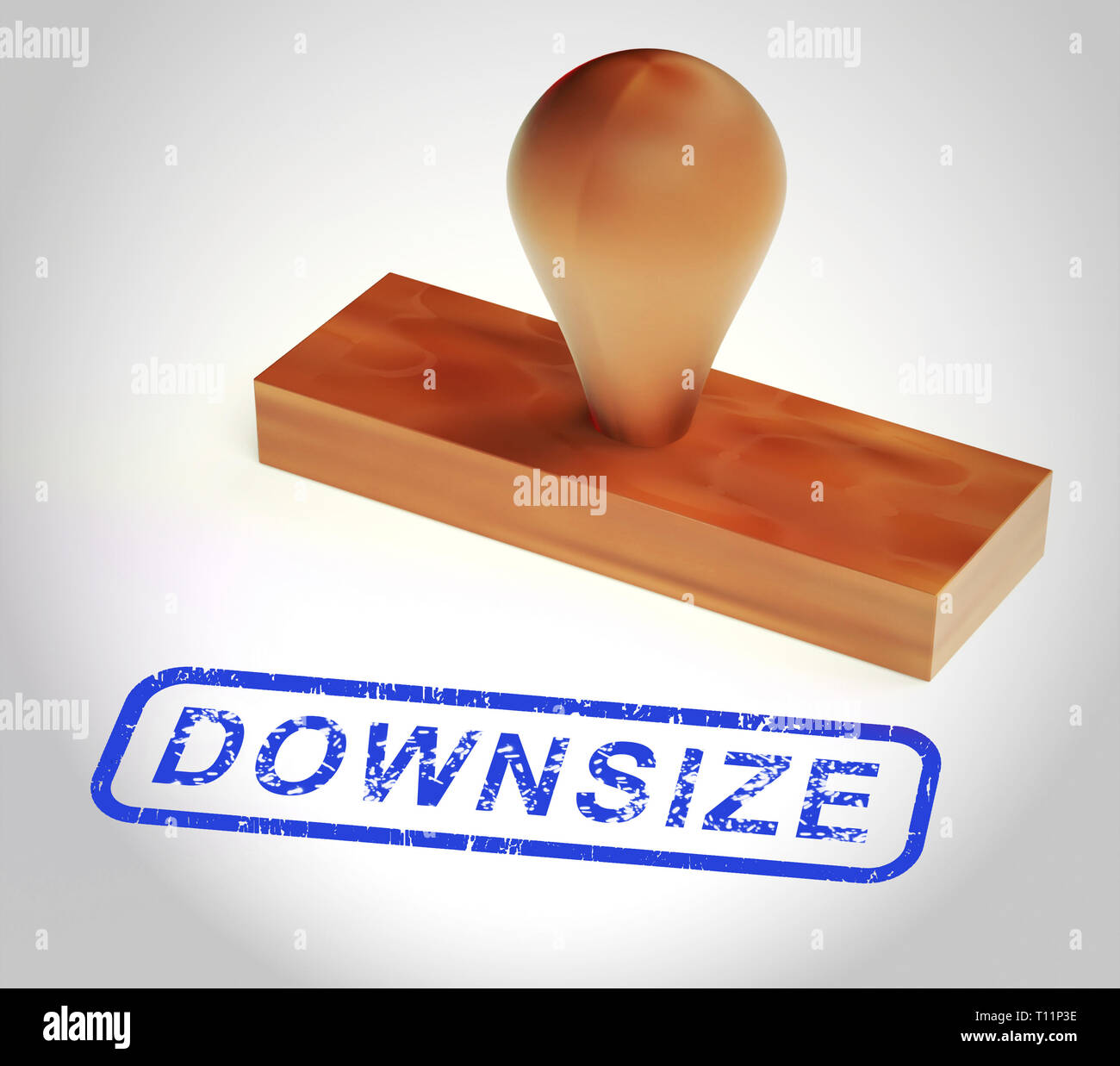 Downsize Home Stamp Means Downsizing Property Due To Retirement Or Budget. Find A Tiny House Or Apartment - 3d Illustration Stock Photo