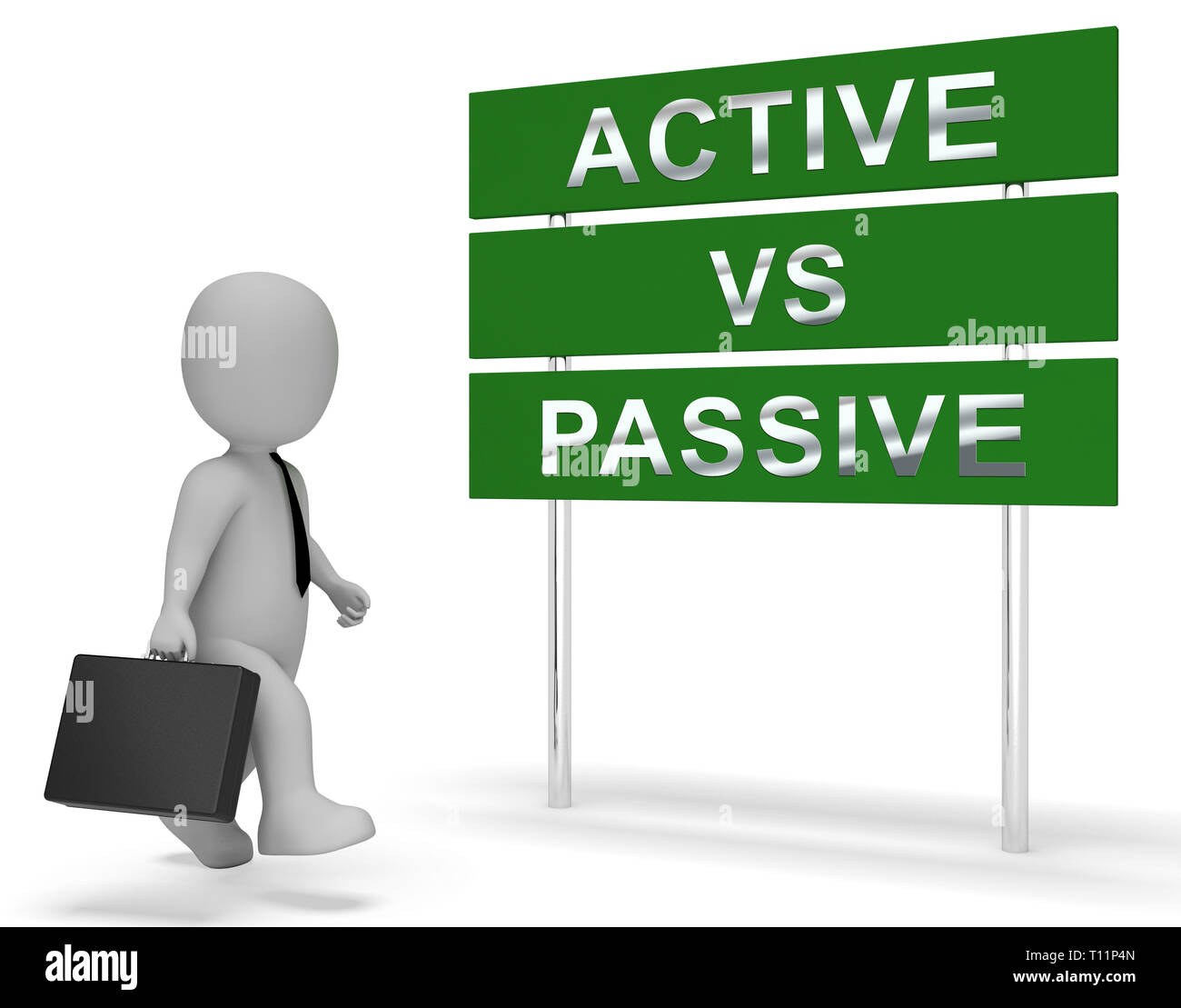 Active Vs Passive Sign Shows Positive Energy Attitude Or Negative Laziness 3d Illustration Stock Photo