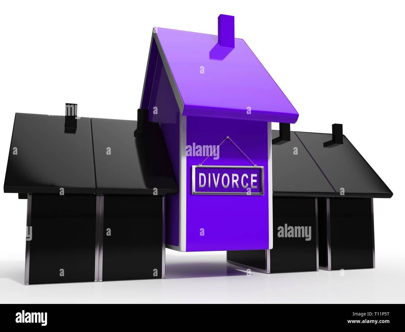 Divorce House Split Icon Depicts Legal Sharing Of Property After Divorcing. Justice Or Lawsuit