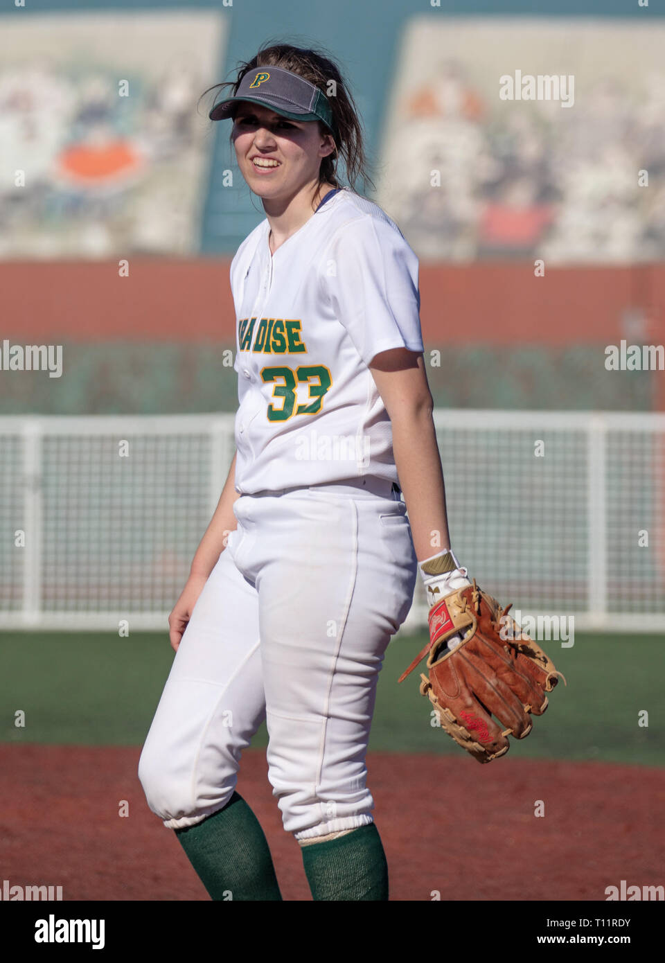 Softball action with Shasta vs. Paradise High School in Redding
