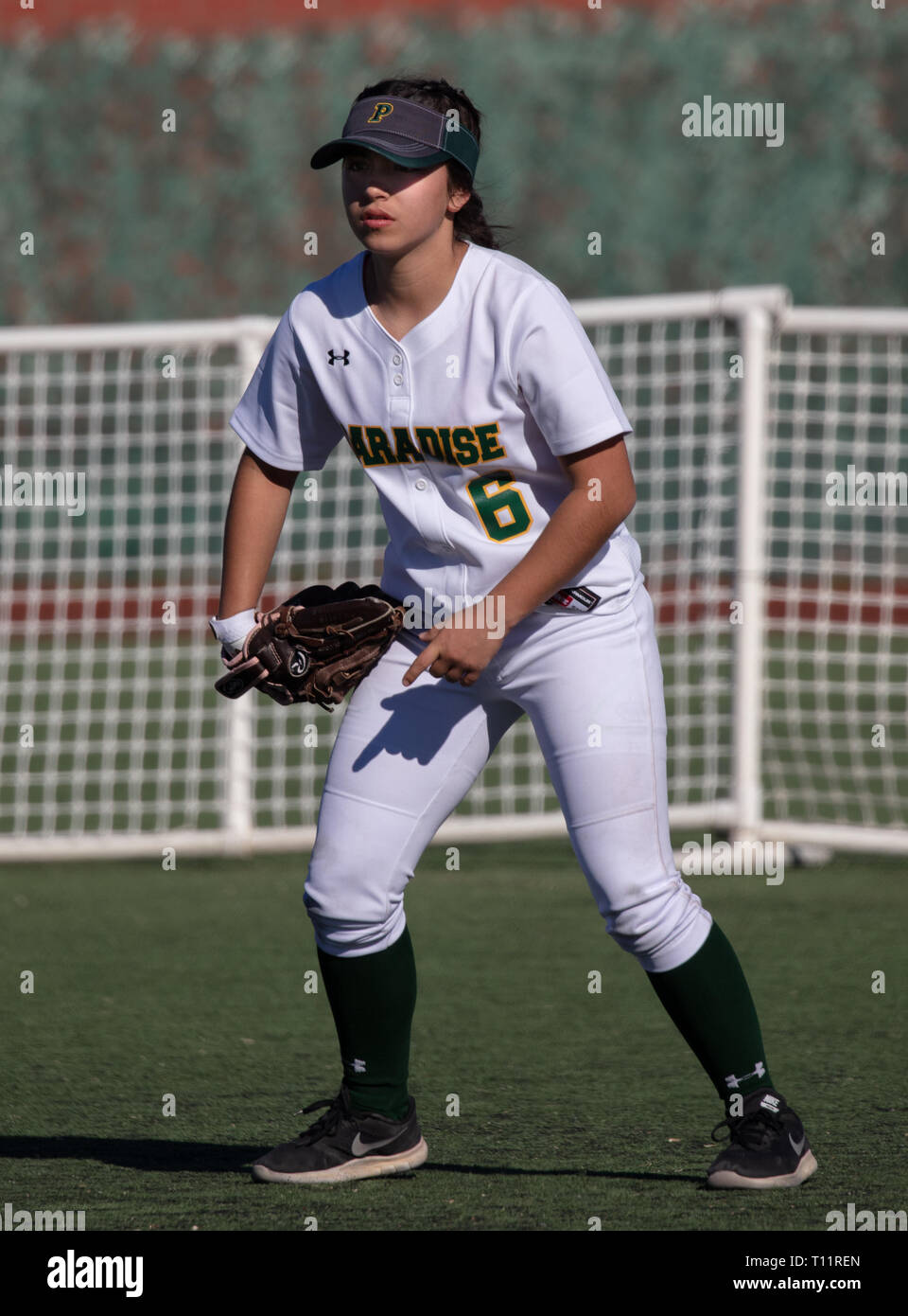 Softball action with Shasta vs. Paradise High School in Redding