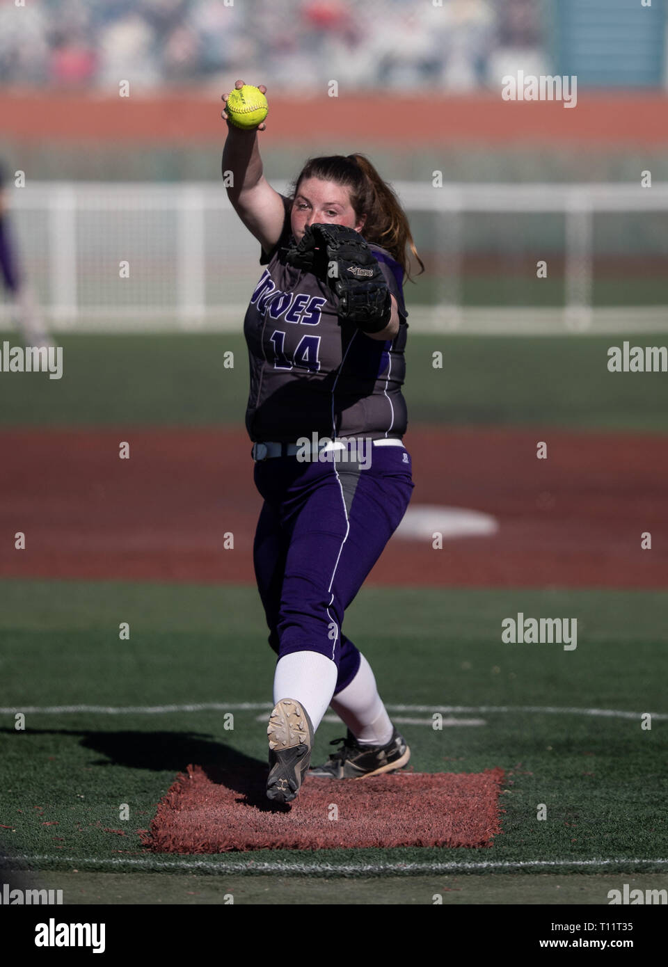 Softball action with Shasta vs. Paradise High School in Redding