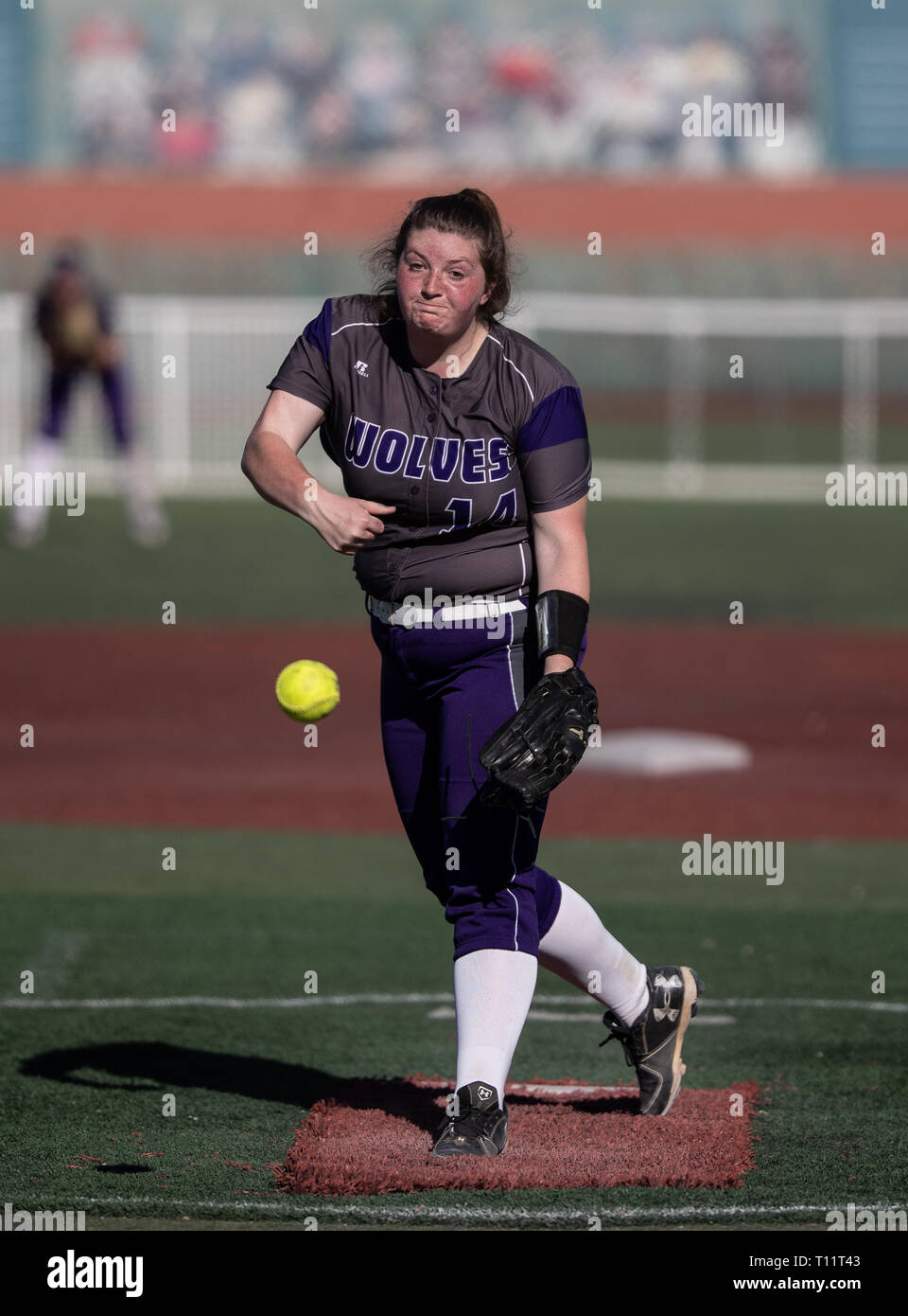Softball action with Shasta vs. Paradise High School in Redding