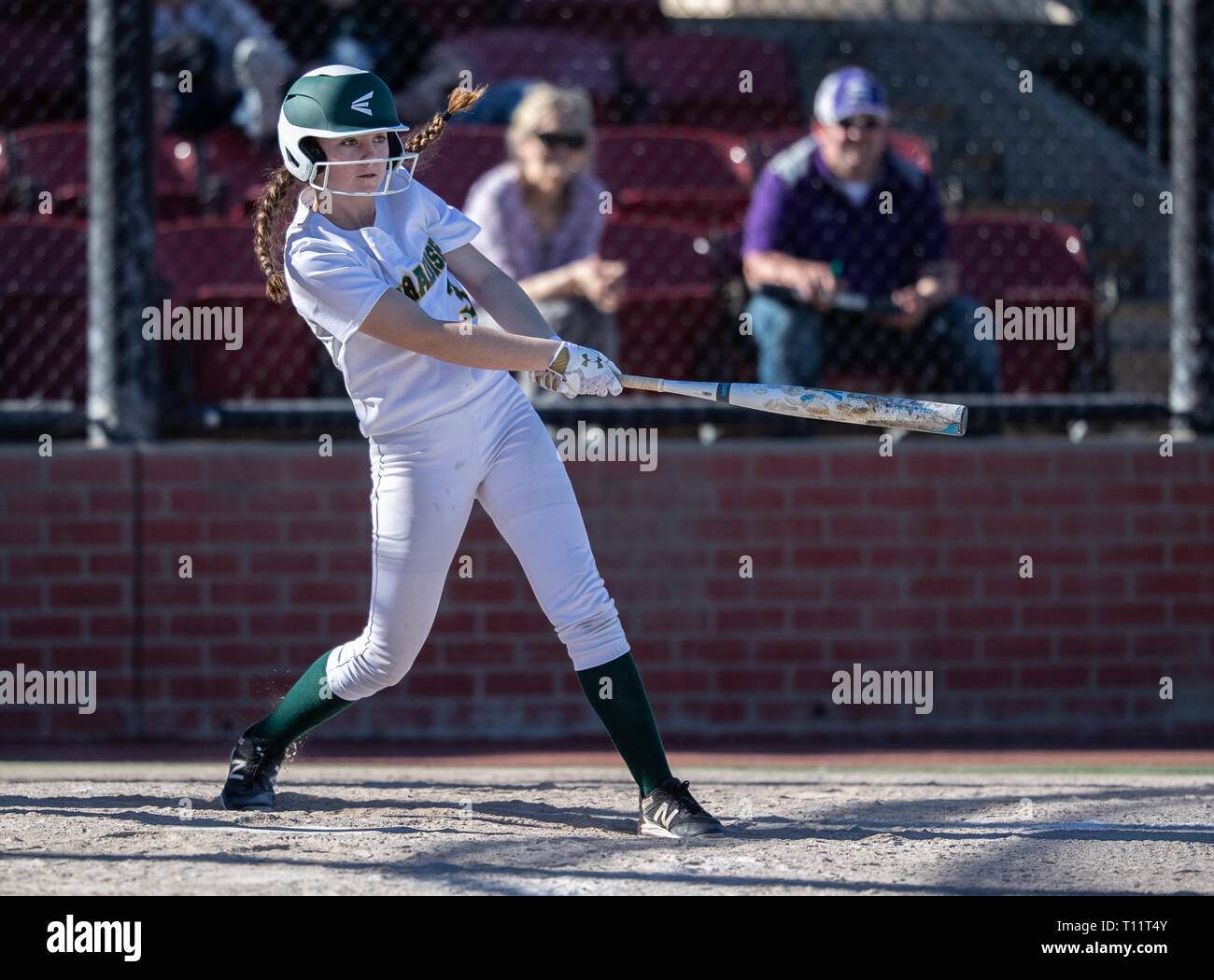 Softball action with Shasta vs. Paradise High School in Redding