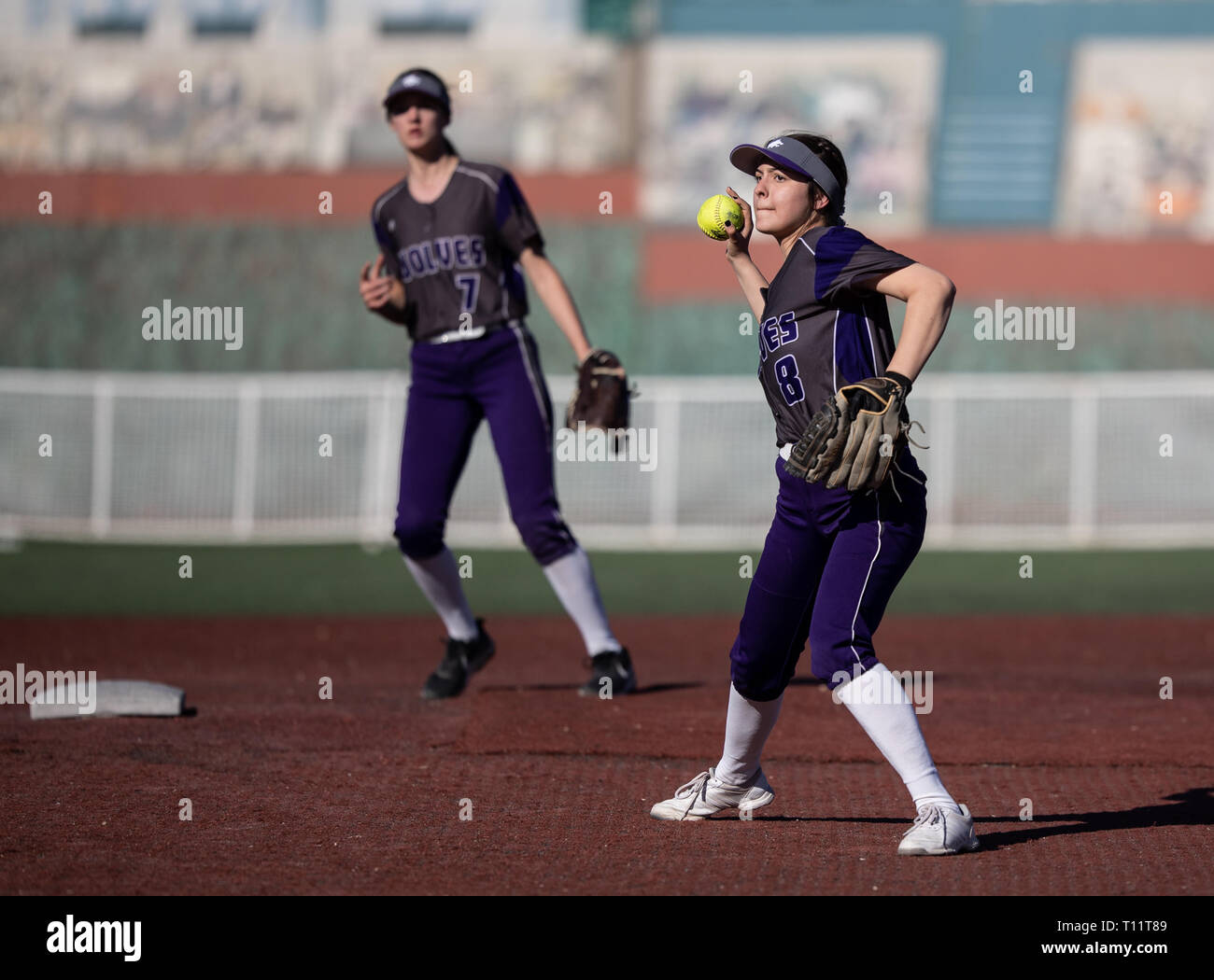 Softball action with Shasta vs. Paradise High School in Redding