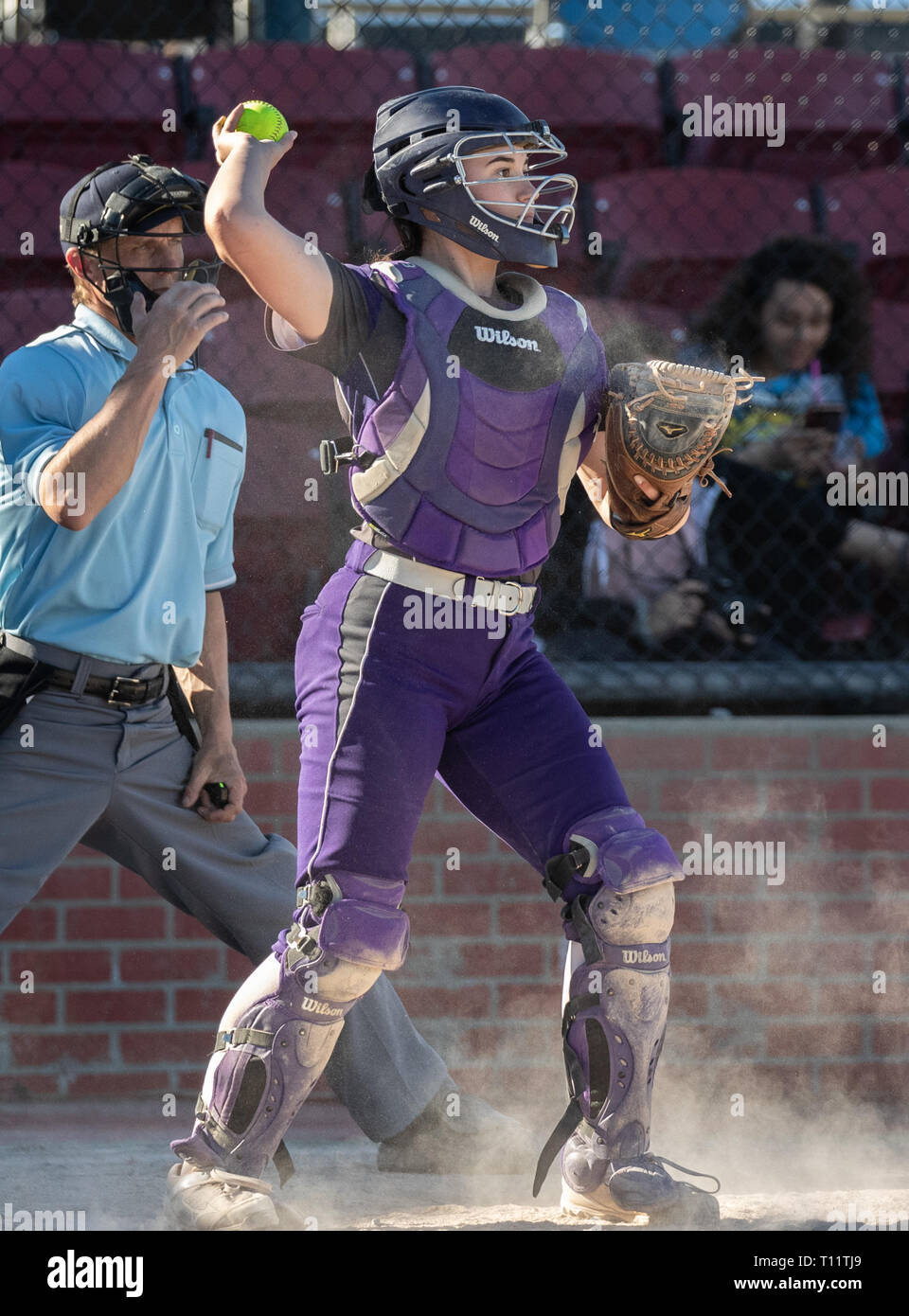 Softball action with Shasta vs. Paradise High School in Redding