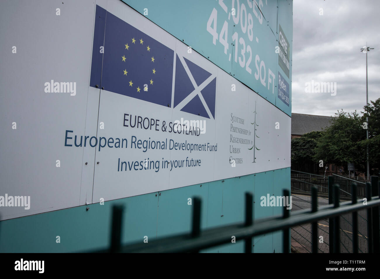 Europe & Scotland. European Regional Development Fund. Glasgow. Stock Photo