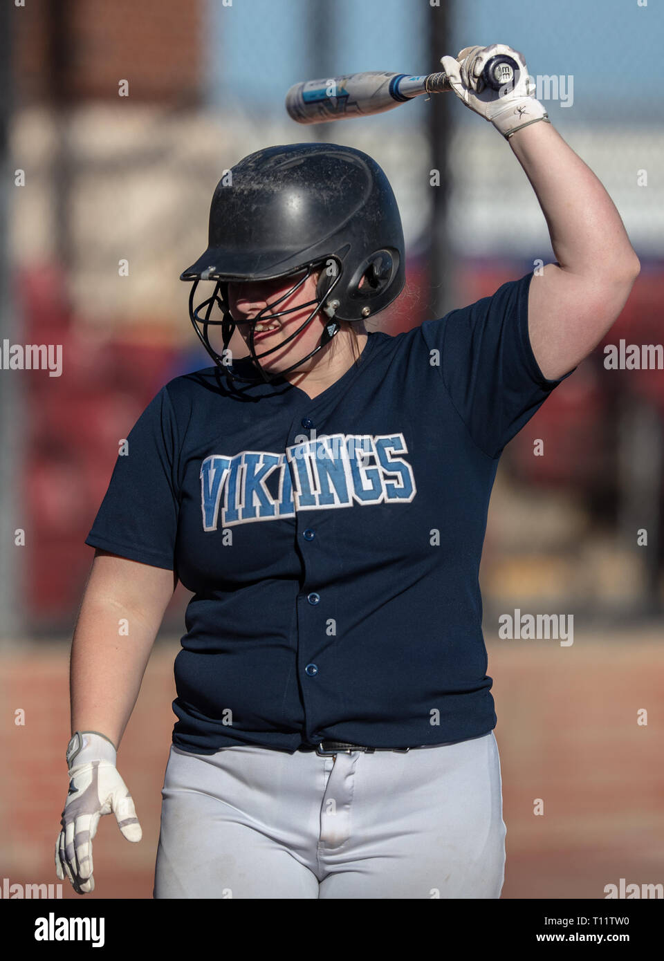 Softball action with Anderson vs. Pleasant Valley High School in