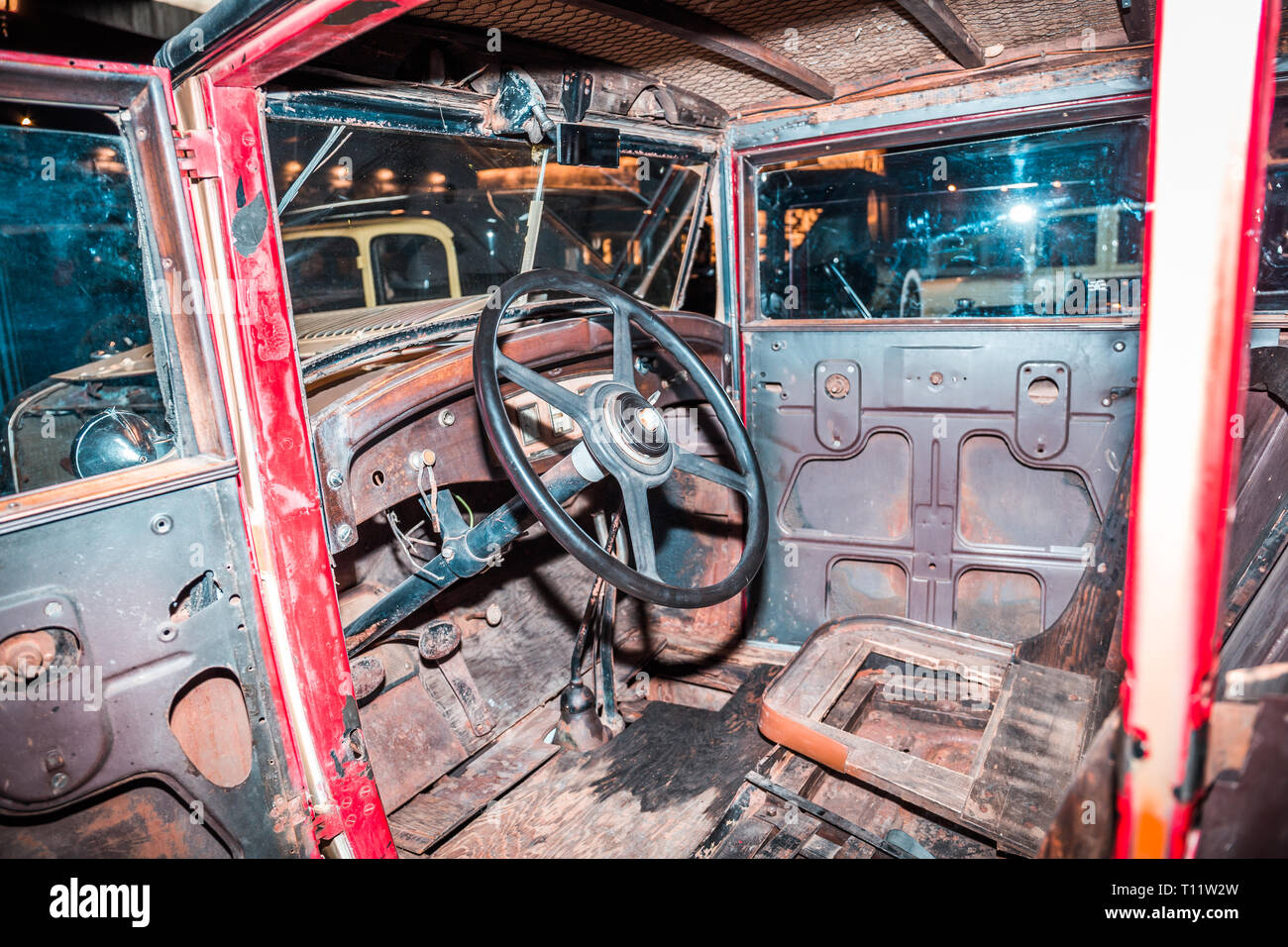 Old Car Interior, Vintage broken dusty car Stock Photo Alamy