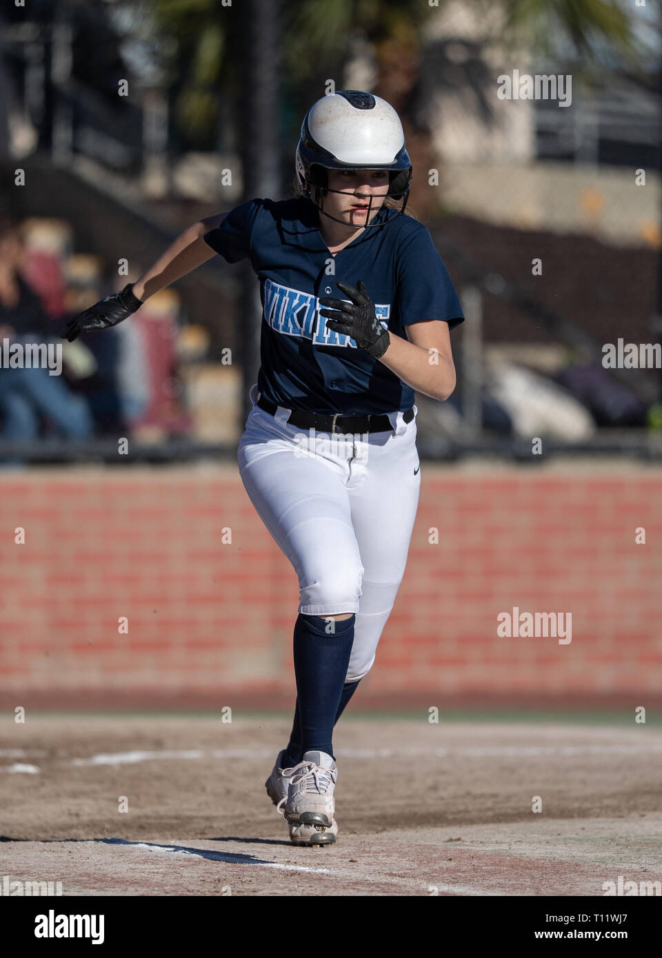 Softball action with Anderson vs. Pleasant Valley High School in