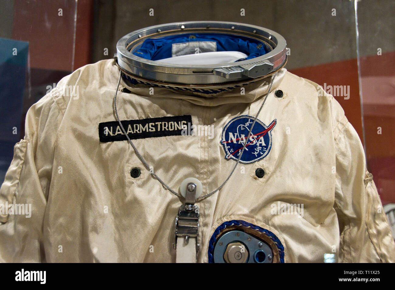 The spacesuit worn on Gemini 8 by astronaut Neil Armstrong, the first man to step on the moon