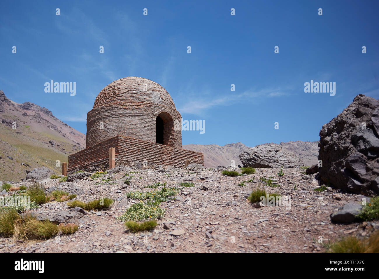 MENDOZA, ARGENTINE, January 25, 2017. Casuchas del Rey, They were built in the 17th century in the Andes mountain range, between Chile and Mendoza. Stock Photo