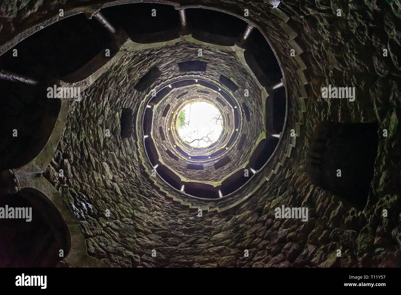 The Initiation Well (Poco Iniciato), Quinta da Regaleira, an estate situated in the town of Sintra, Portugal Stock Photo