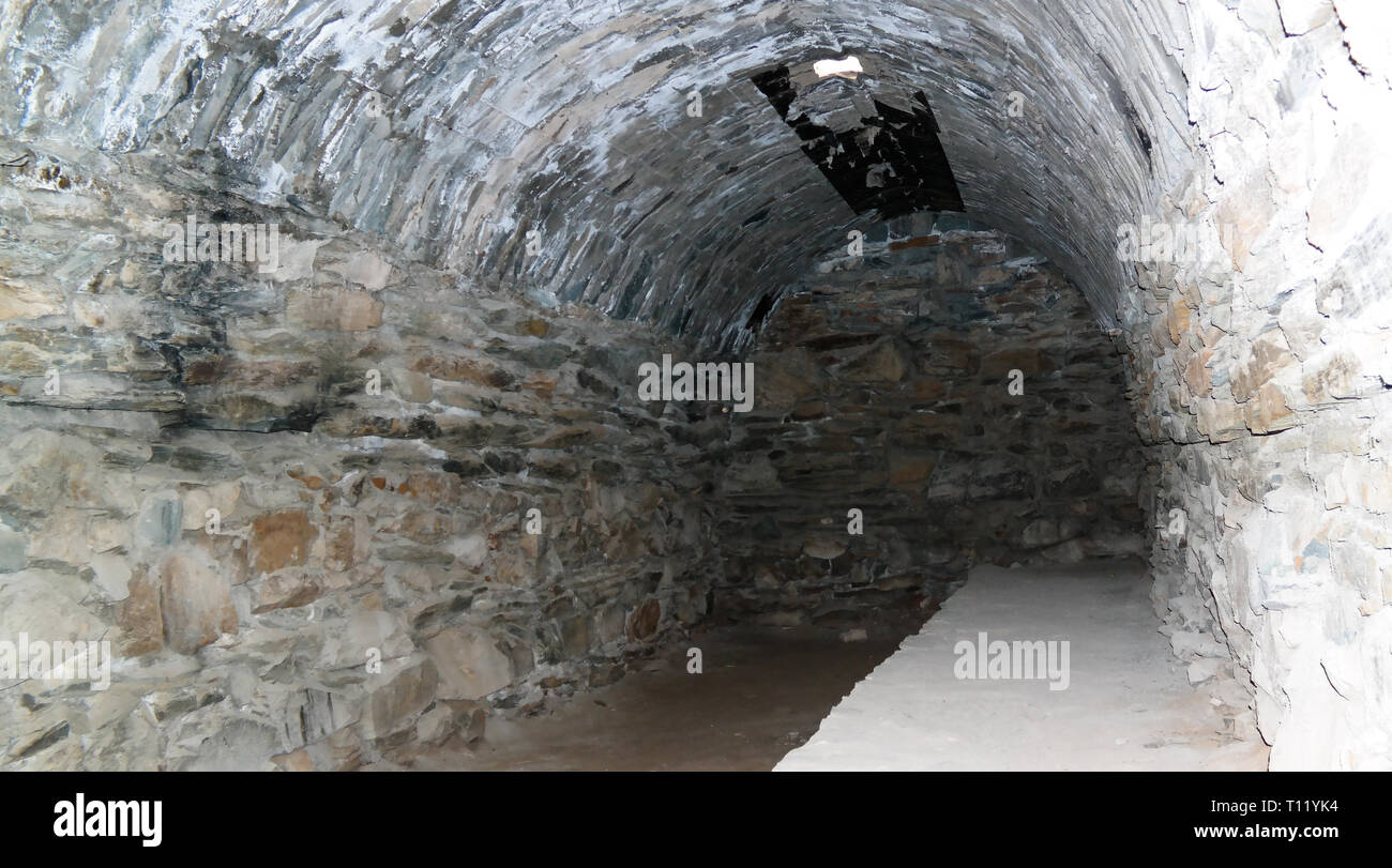 interior of Tash Rabat caravanserai in Tian Shan mountain , Naryn province, Kyrgyzstan Stock Photo