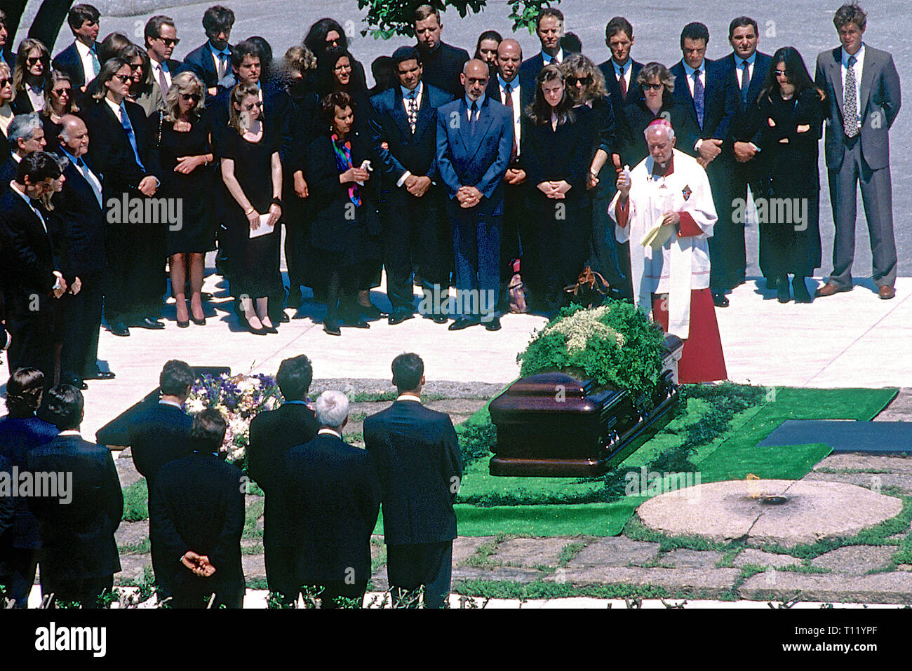Washington, DC., USA, May 23, 1994 Jackie Onassis funeral Jacqueline Kennedy Onassis was buried on Monday at Arlington National Cemetery in Washington beside an eternal flame she lighted three decades ago at the grave of her assassinated husband, the 35th president of the United States. Credit: Mark Reinstein/MediaPunch Stock Photo