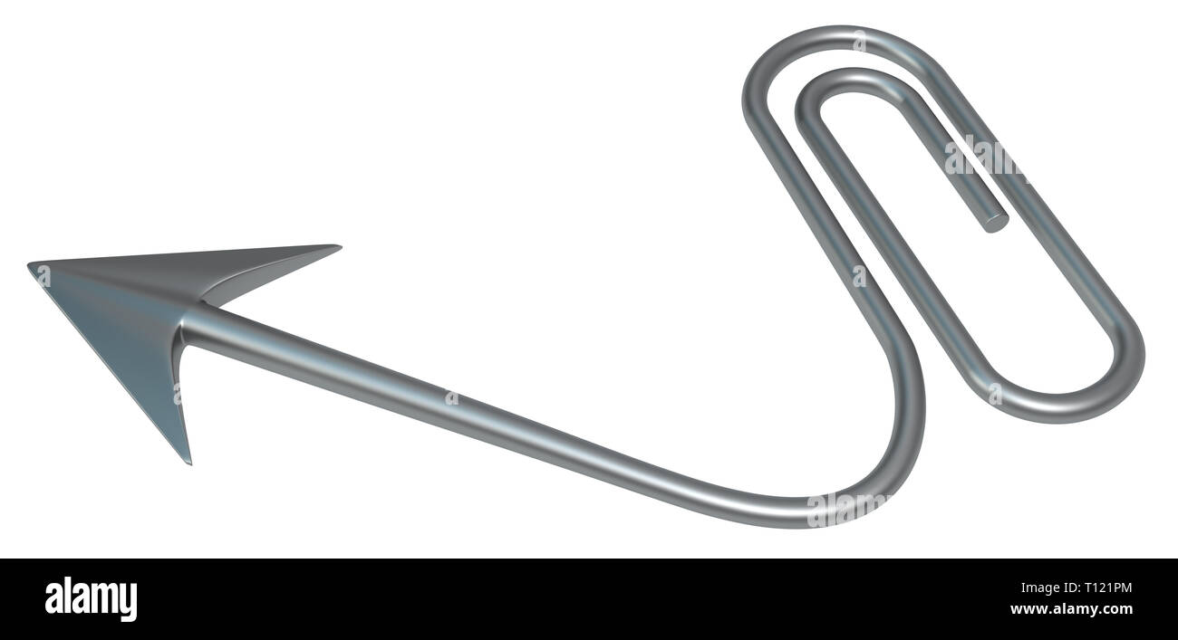 Arrows Paperclip Metal paperclip arrow point office supplies isolated, 3d illustration ...