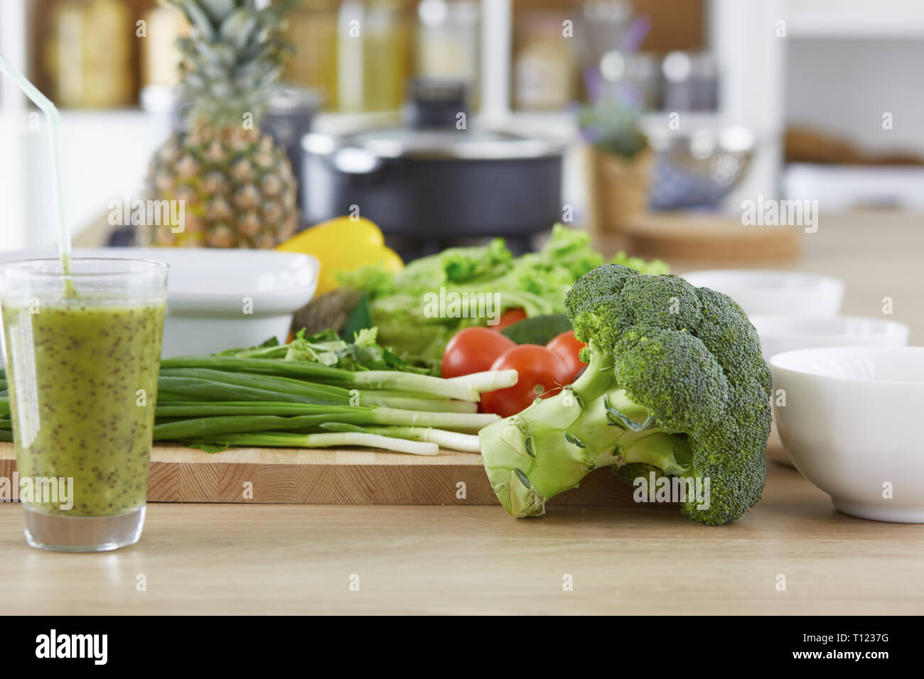 Variety of fresh vegetables and a refreshing cocktail Stock Photo Alamy