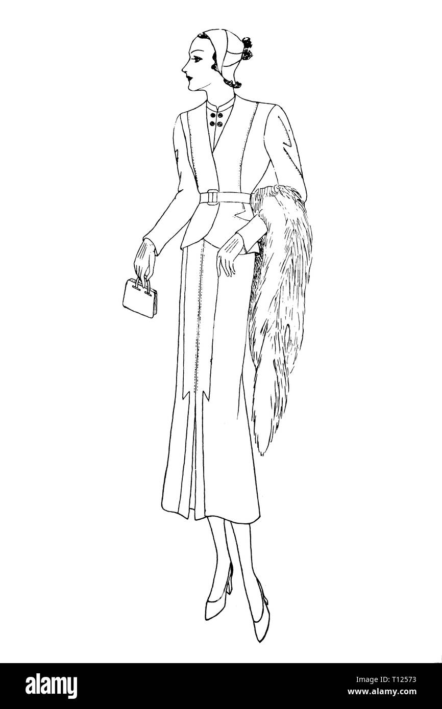 Representation of women's fashion in the 1920s - Vintage Illustration ...