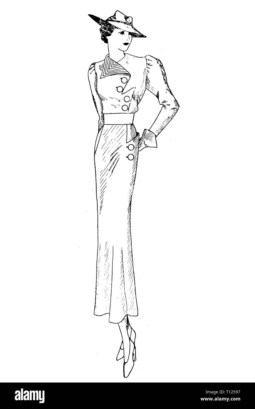 Women's clothing from the 1920s - Vintage Illustration Stock Photo