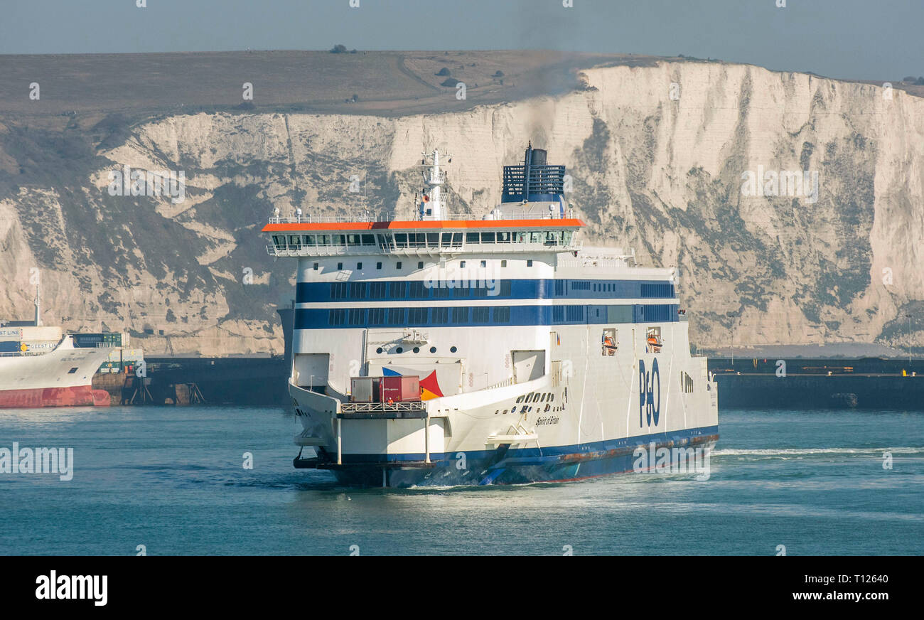 P&O ferry arriving in the Port of Dover in England, United Kingdom