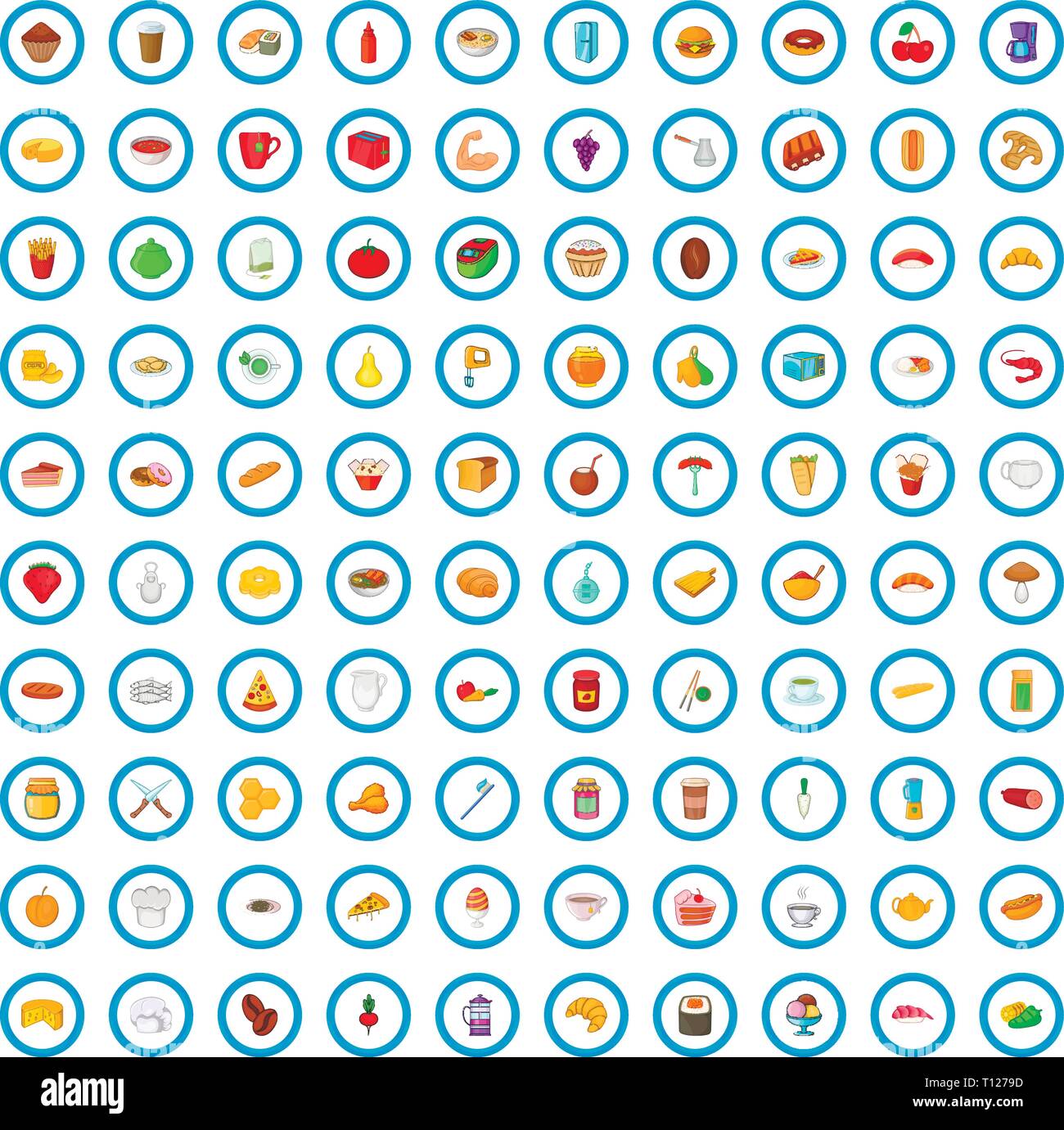 100 lunch icons set, cartoon style Stock Vector Image & Art - Alamy