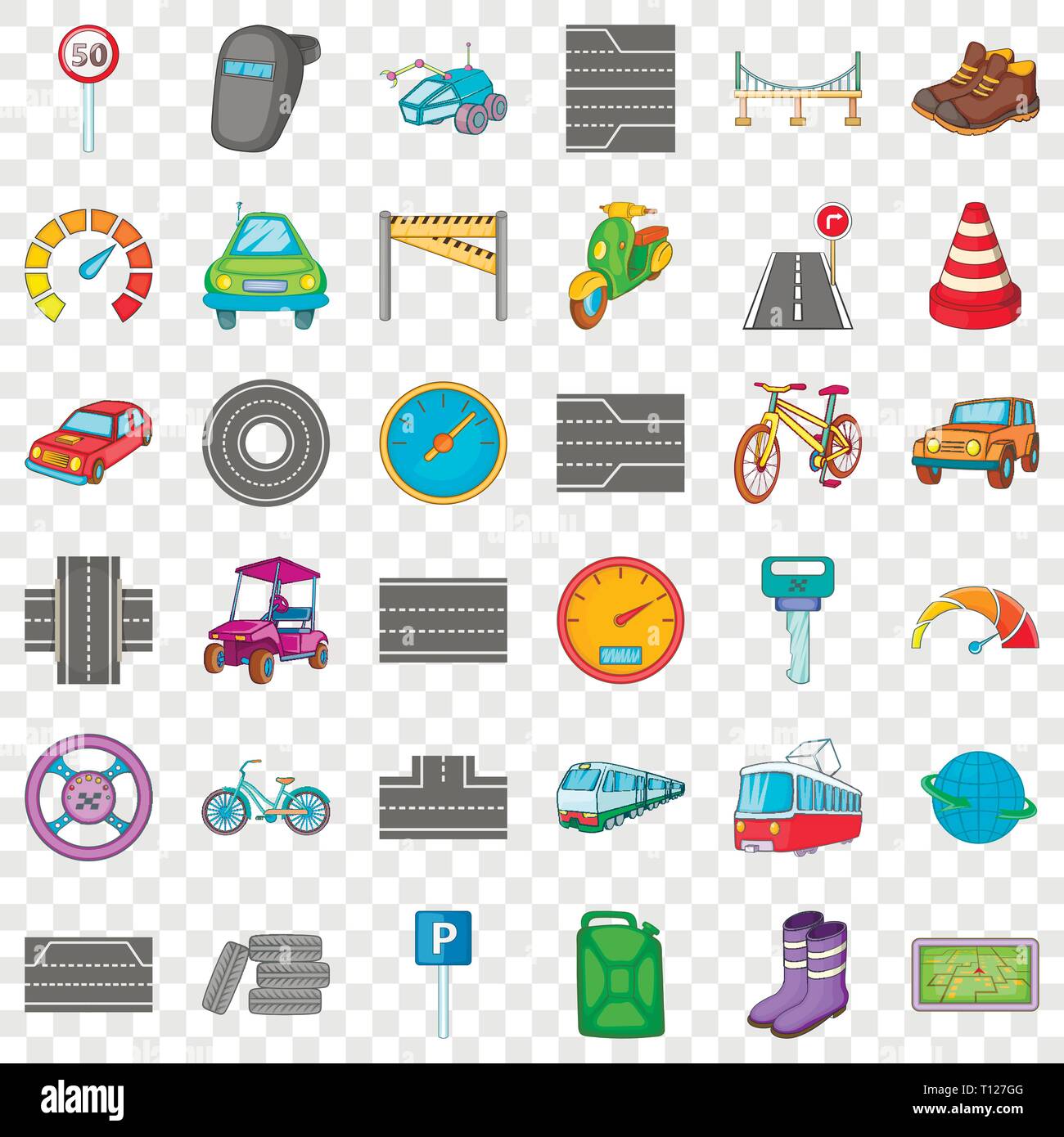 Traffic icons set, cartoon style Stock Vector Image & Art - Alamy