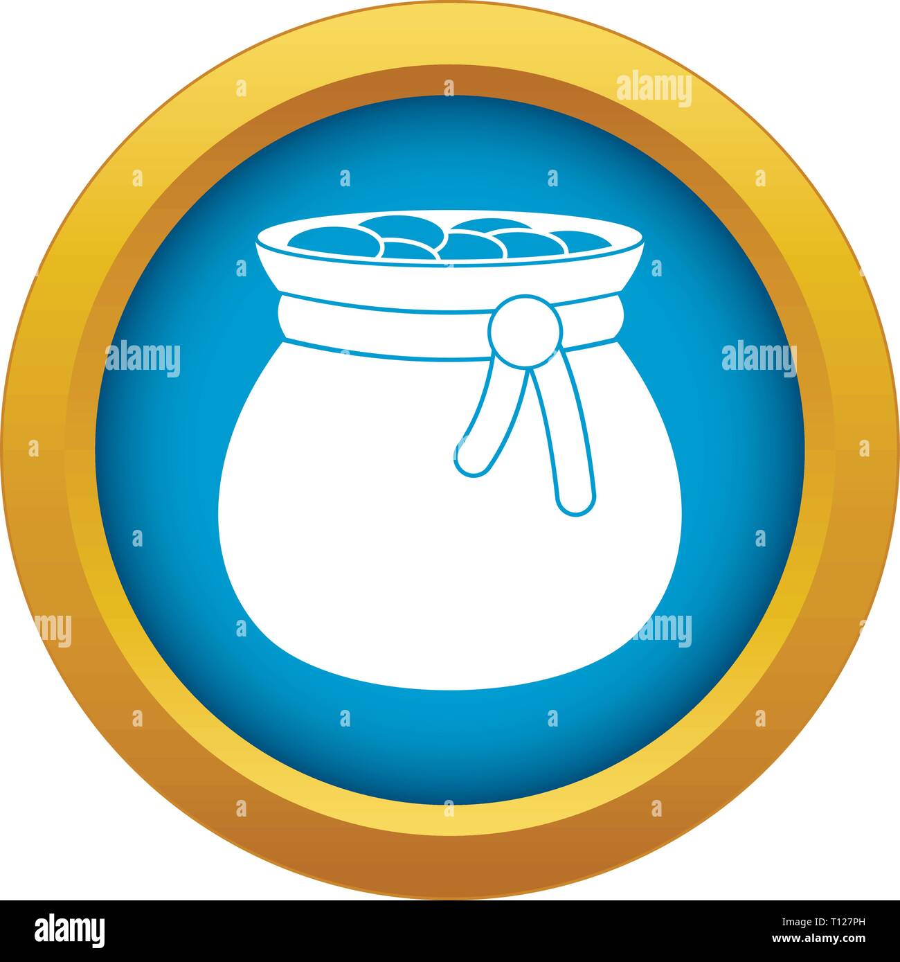 Bag full of gold coins icon blue vector isolated Stock Vector Image ...