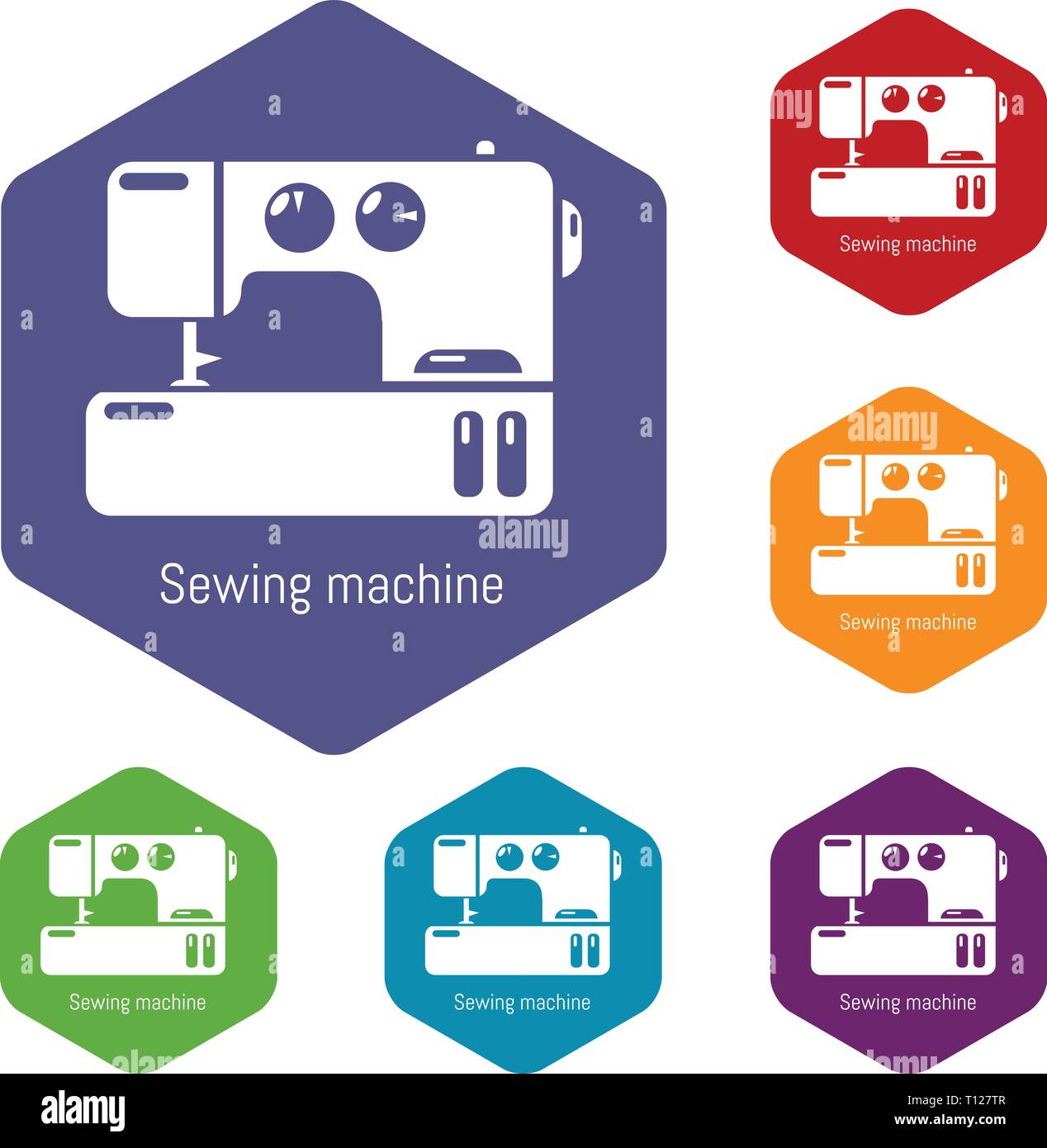 Sewing machine icons vector hexahedron Stock Vector Image & Art - Alamy
