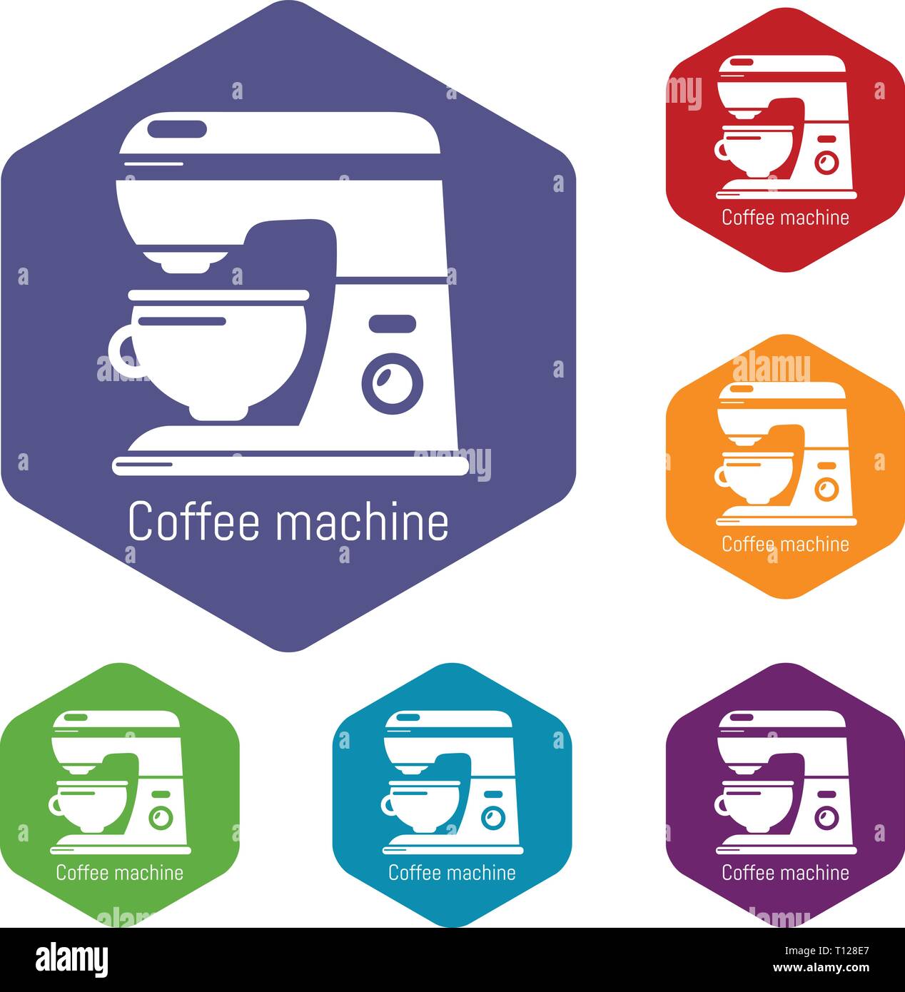 Coffee machine icons vector hexahedron Stock Vector