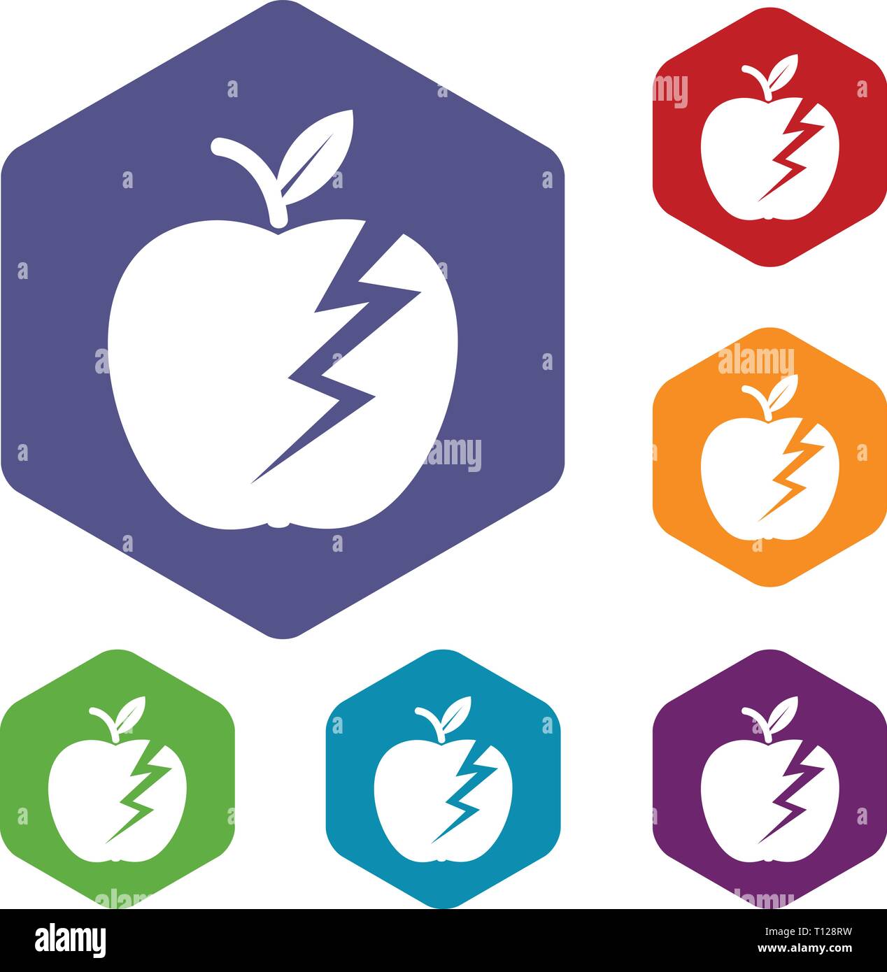 Lightning apple icons vector hexahedron Stock Vector