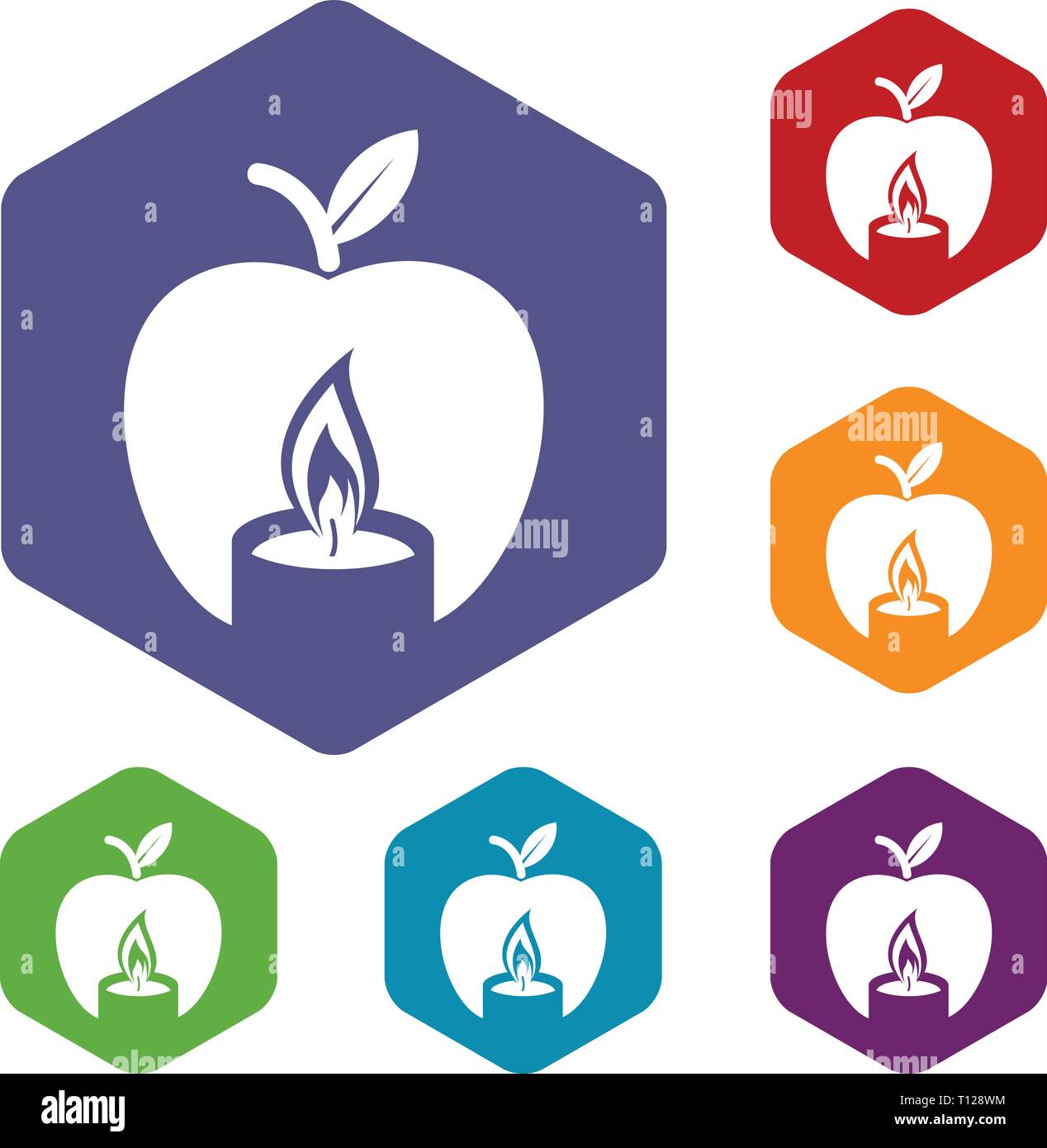 Candle apple icons vector hexahedron Stock Vector