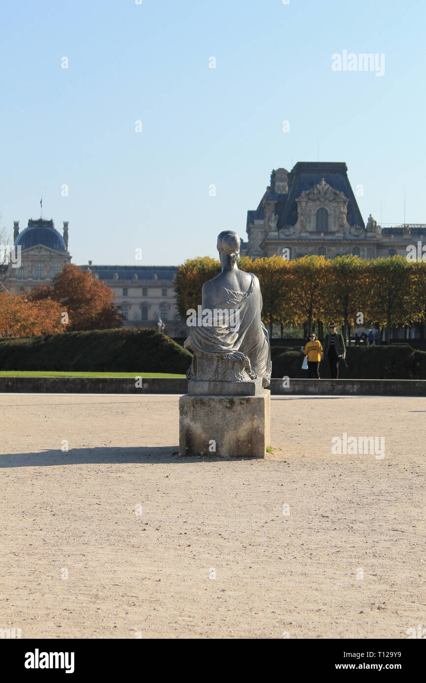 Lonely royal statue in Tuileries gardens, Paris Stock Photo