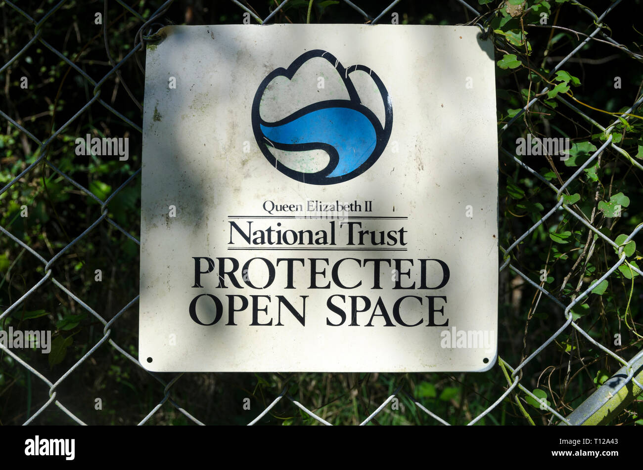 Queen Elizabeth 2 National Trust Protected open space sign, Pauatahanui, Porirua, Wellington, North Island, New Zealand Stock Photo
