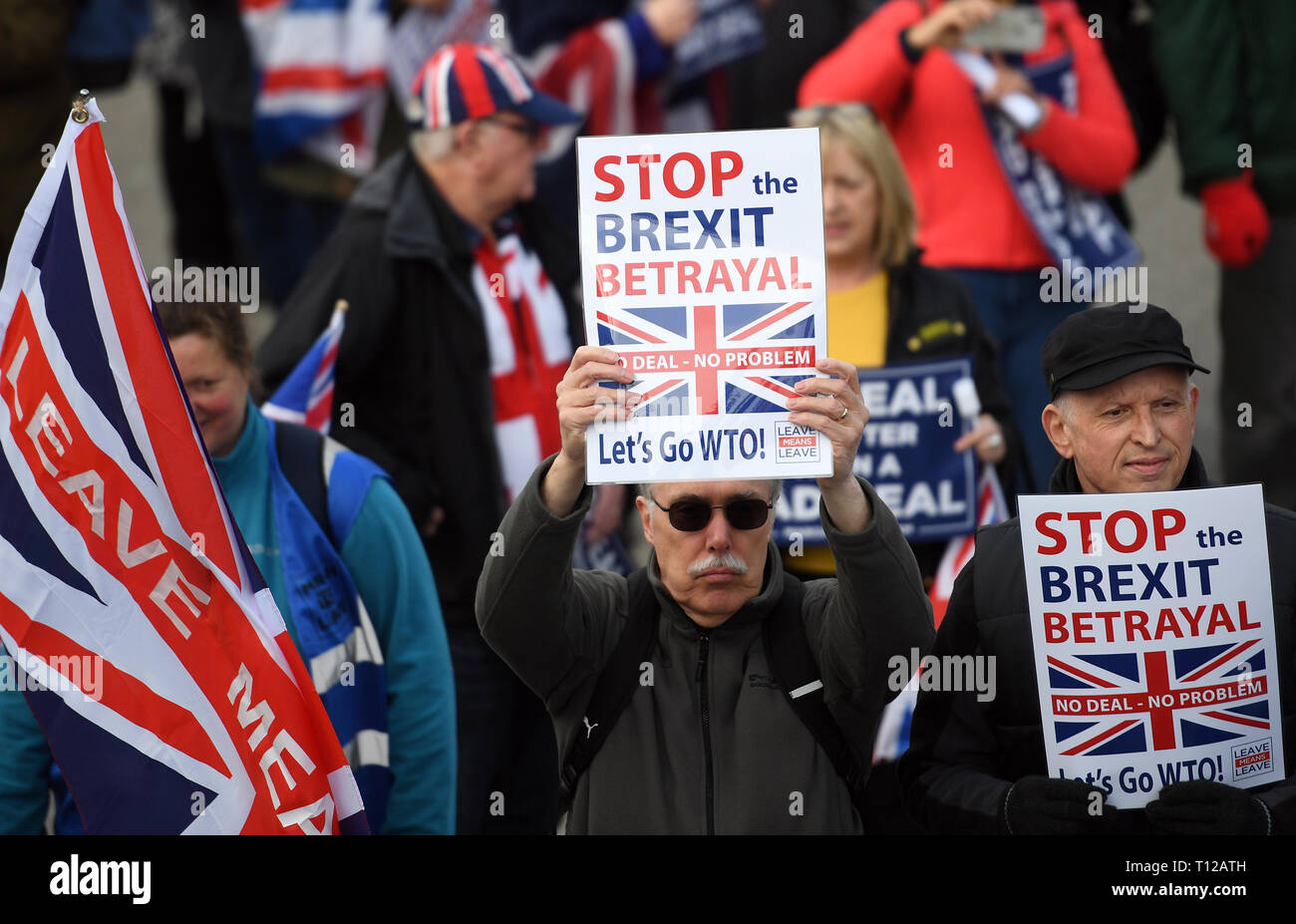 March to Leave protesters set off from Linby in Nottingham on their way to London over a 14-day period, arriving in the capital on March 29, where a mass rally will take place on Parliament Square. Stock Photo
