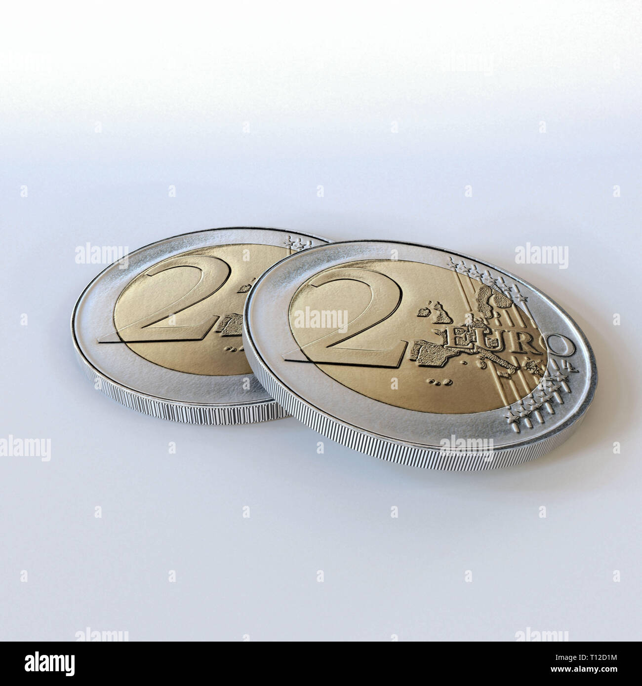 euro coins isolated on white background 3d illustrastion Stock Photo ...
