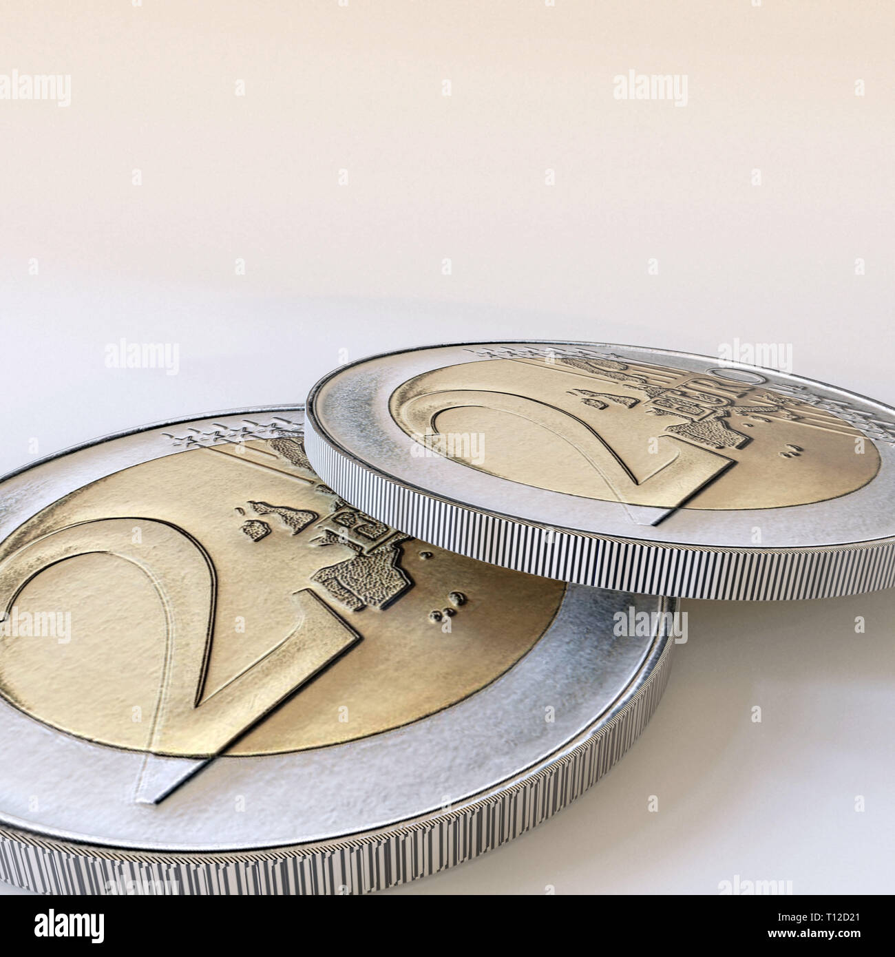 euro coins isolated on white background 3d illustrastion Stock Photo ...
