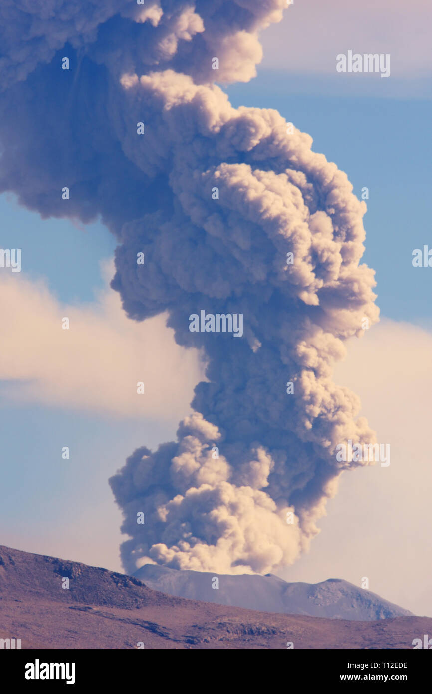 Sabancaya Volcano erupting in 2017 Stock Photo